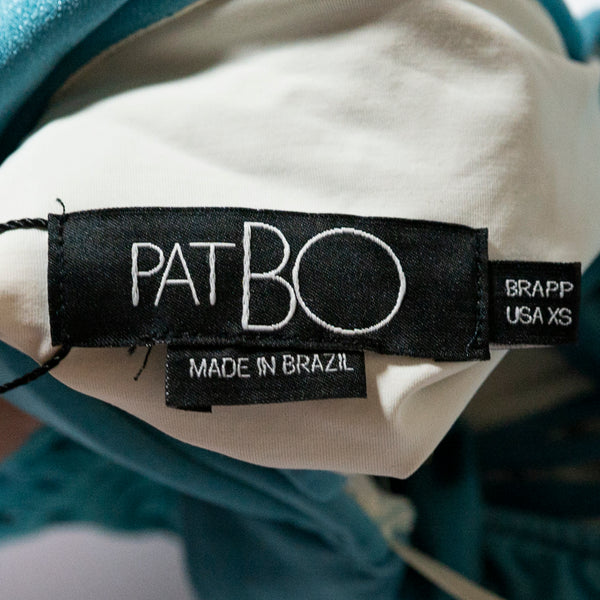 PatBo Cut Out Perforated Stretch Tiered Ruffle Maxi Beach Dress Blue XS