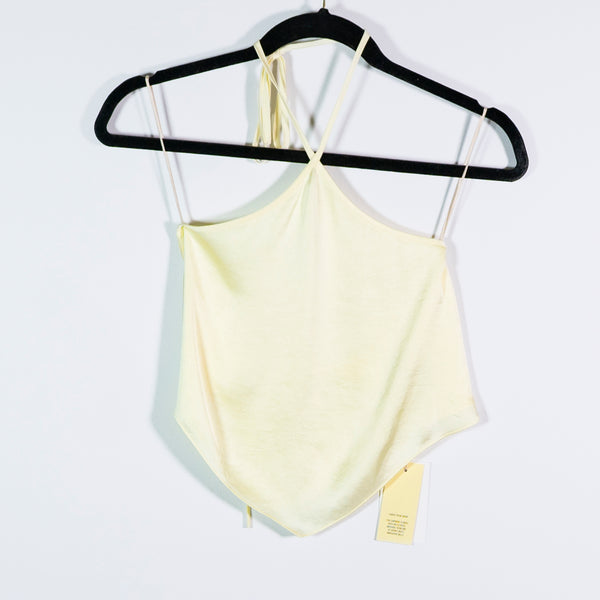 NEW Wilfred Aritzia Starcrossed Halter Neck Sleeveless Whipped Butter Crop Top