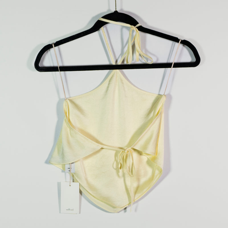 NEW Wilfred Aritzia Starcrossed Halter Neck Sleeveless Whipped Butter Crop Top