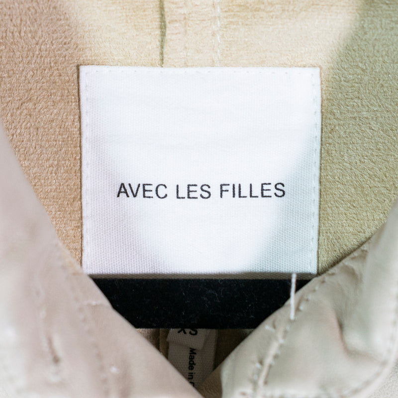 NEW Avec Les Filles Faux Leather Button Down Collared Shirt Dress Ivory Beige XS