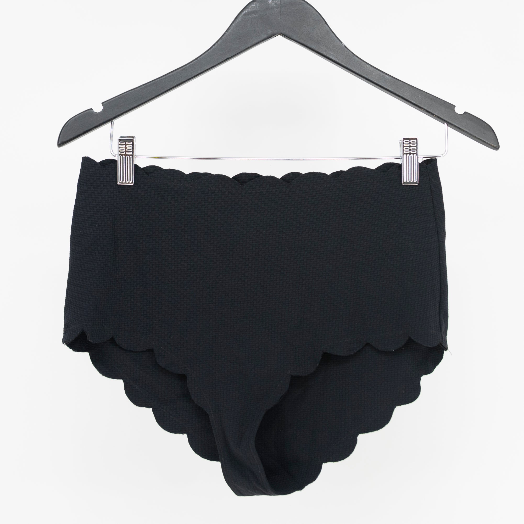 Marysia Santa Monica Scallop Edge Hem High Rise Bikini Swim Bathing Suit Bottom