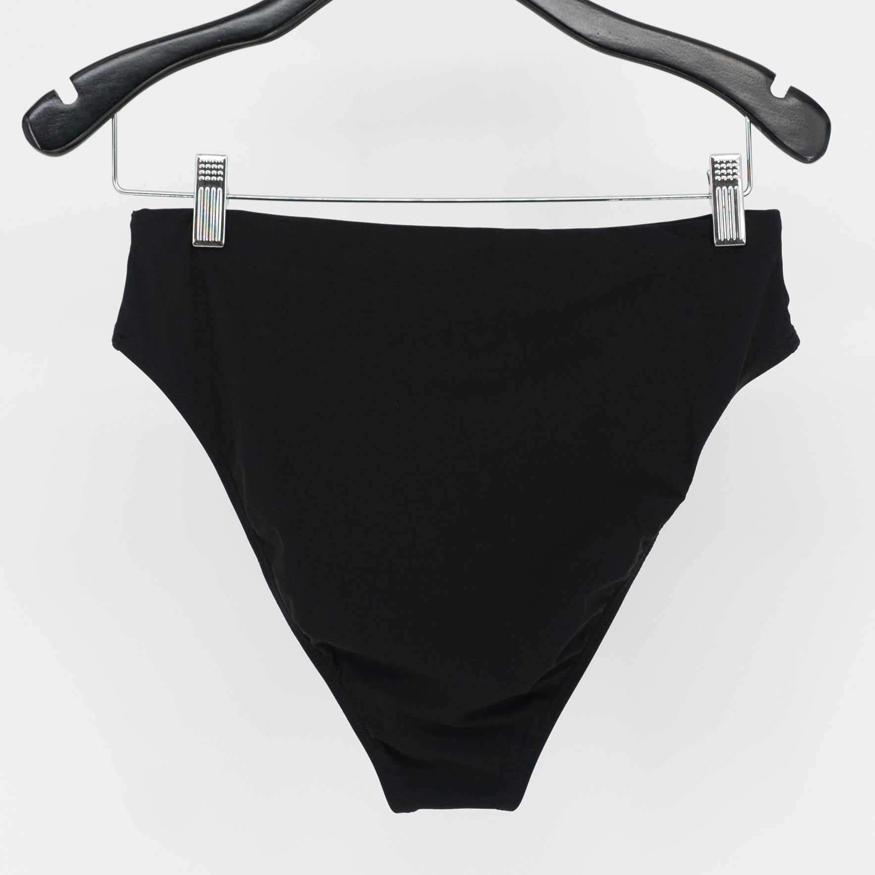 Tory Burch Women's High Waisted Logo Embroidered Bathing Suit Bottom Black Large