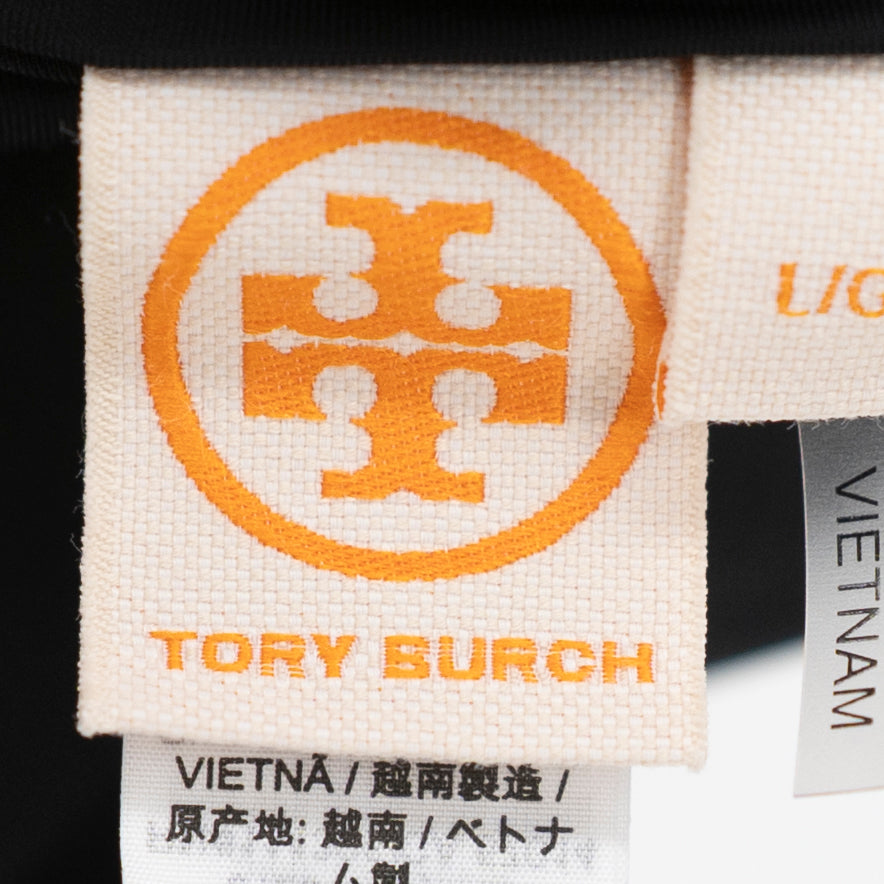 Tory Burch Women's One Shoulder Logo Embroidered Bathing Suit Bikini Swim Top L