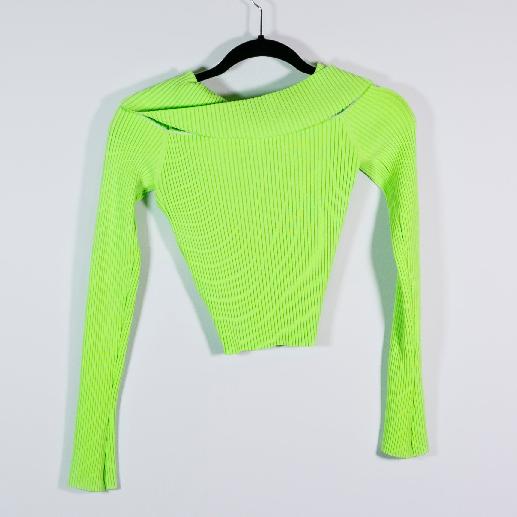 David Koma Crystal Rhinestone Jewel Diamond Buckle Ruched Long Sleeve Knit Top S