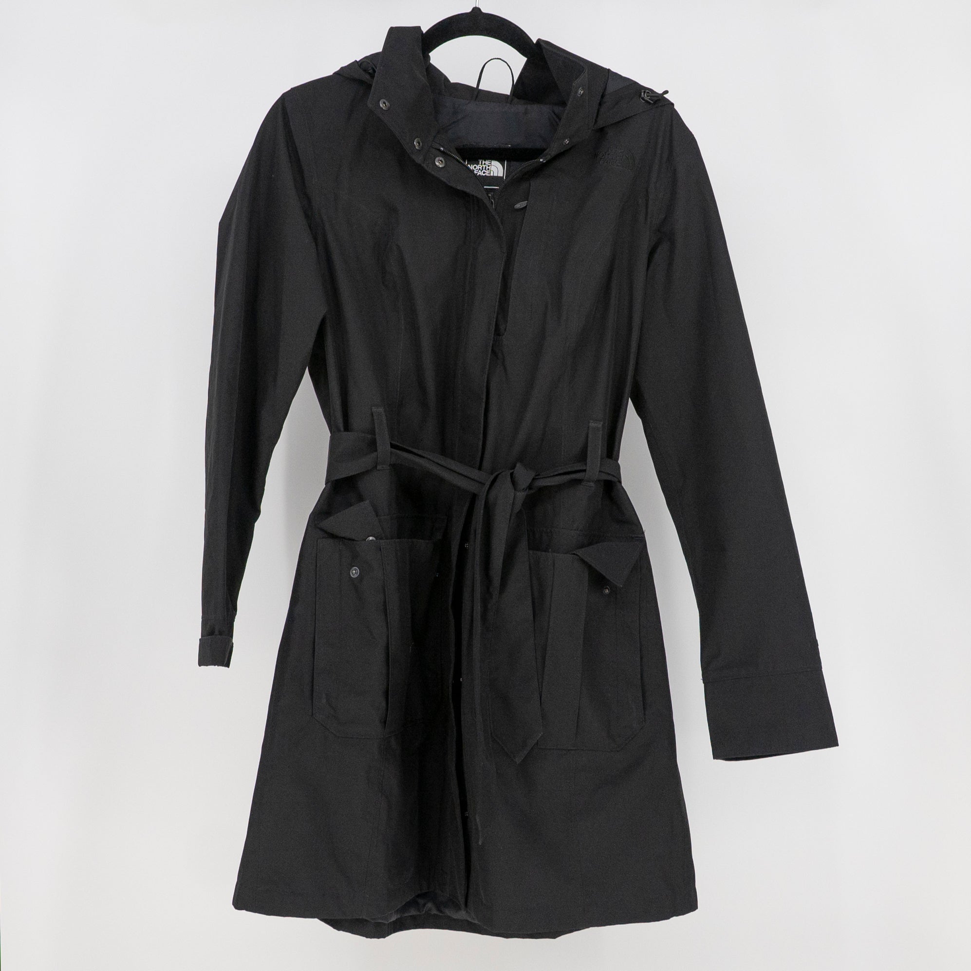 The North Face Women's Full Zip Belted Water Resistant Trench Coat Jacket Black