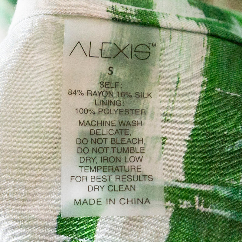 ALEXIS Florentyn Silk Blend Chiffon Collared button Down Belted Romper Emerald S