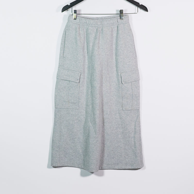 Aritzia Mega Fit Sweatfleece Cotton Cozy Fleece Lined Cargo Maxi Skirt Gray XXS