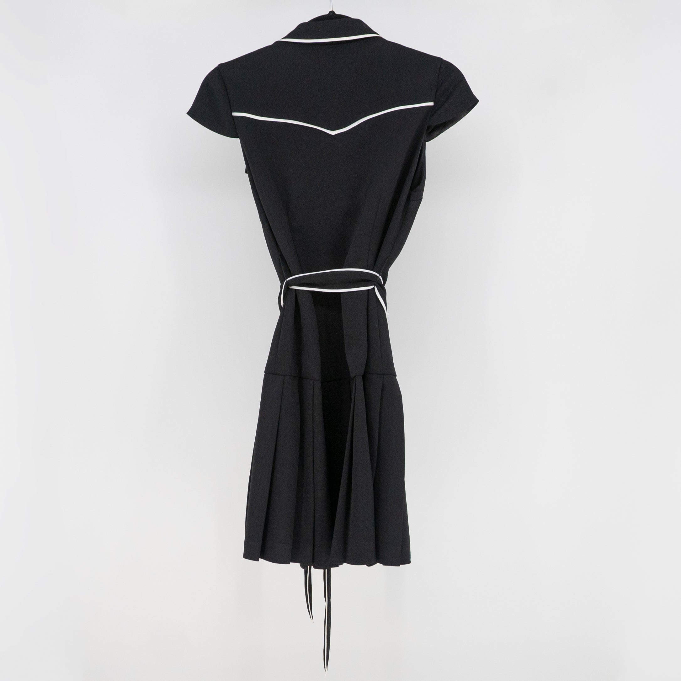 Alice And Olivia Employed Collared Button Down Belted Shirt Dress Black 0