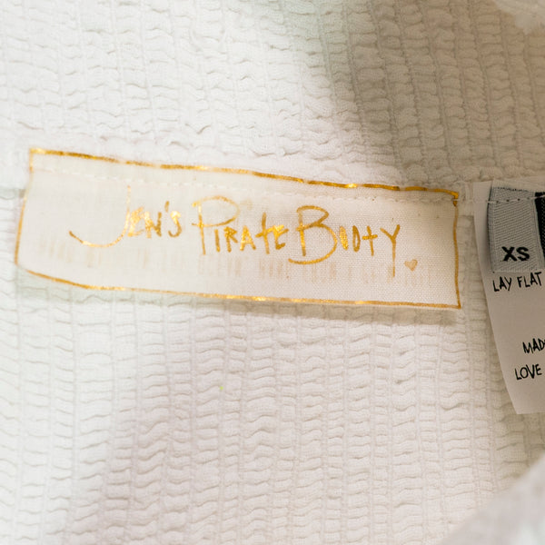 Jen's Pirate Booty Cotton Smocked Stretch Strapless Tiered Midi Dress White XS