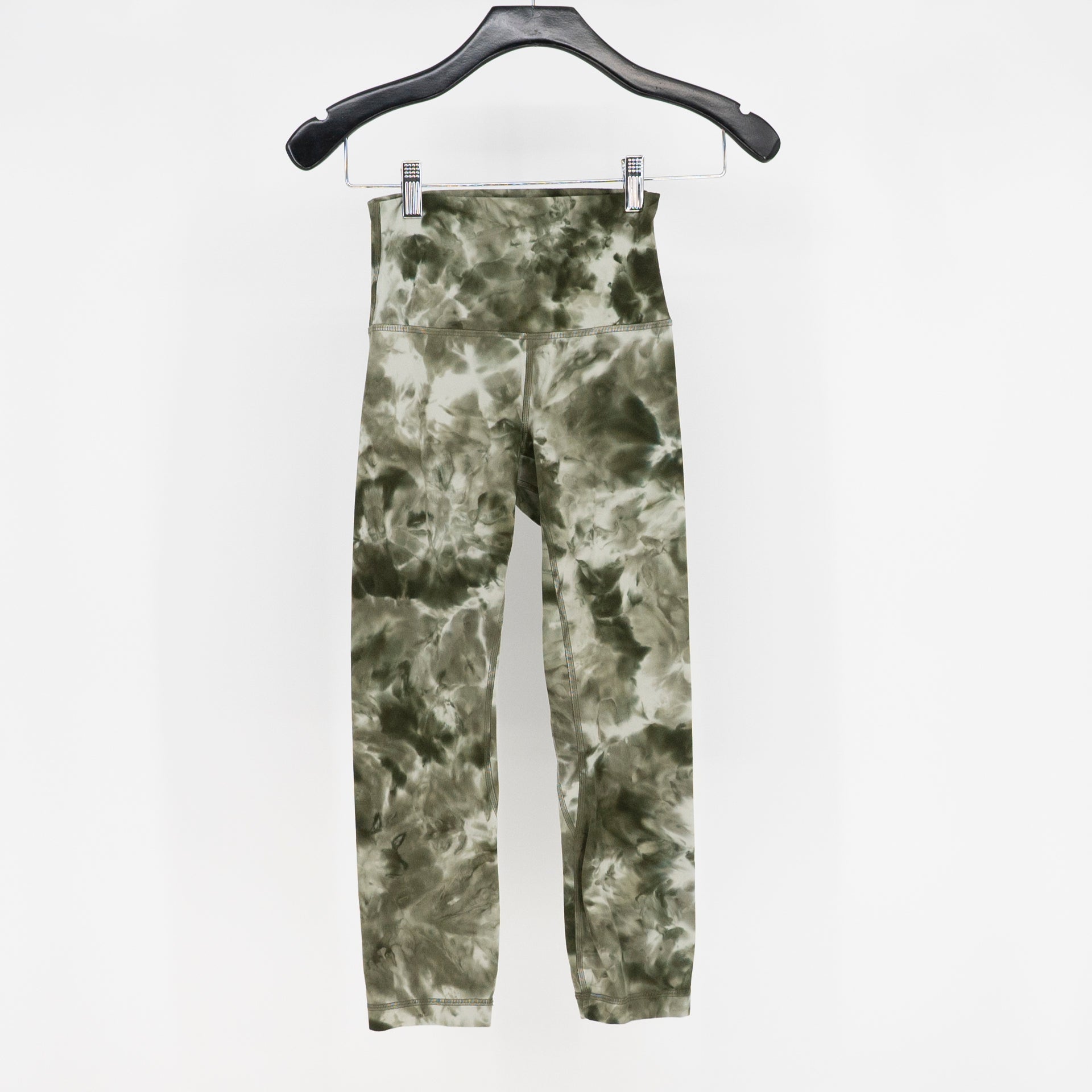 Lululemon Align Crop 21" Diamond Dye Light Sage Army Green Dark Olive Leggings 2
