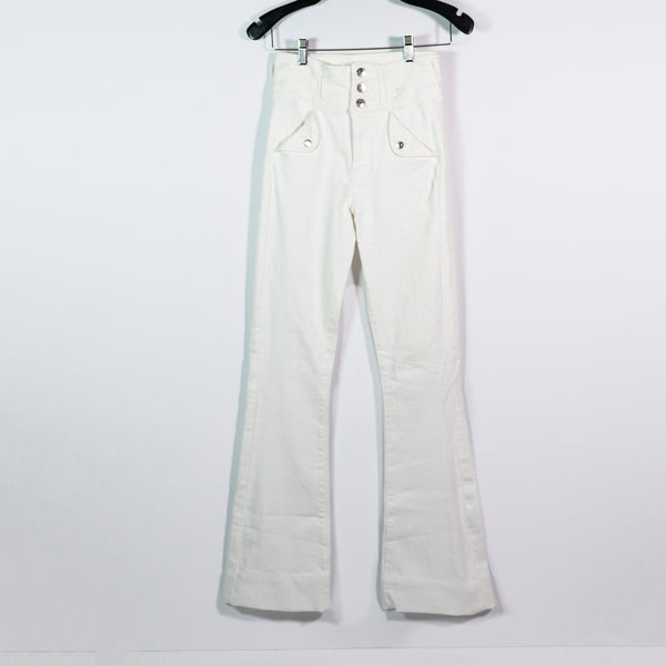 Veronica Beard Giselle Flare Cotton Stretch Extra High Rise Denim Jeans White 25