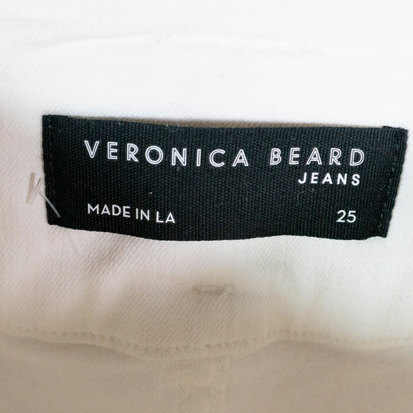 Veronica Beard Giselle Flare Cotton Stretch Extra High Rise Denim Jeans White 25