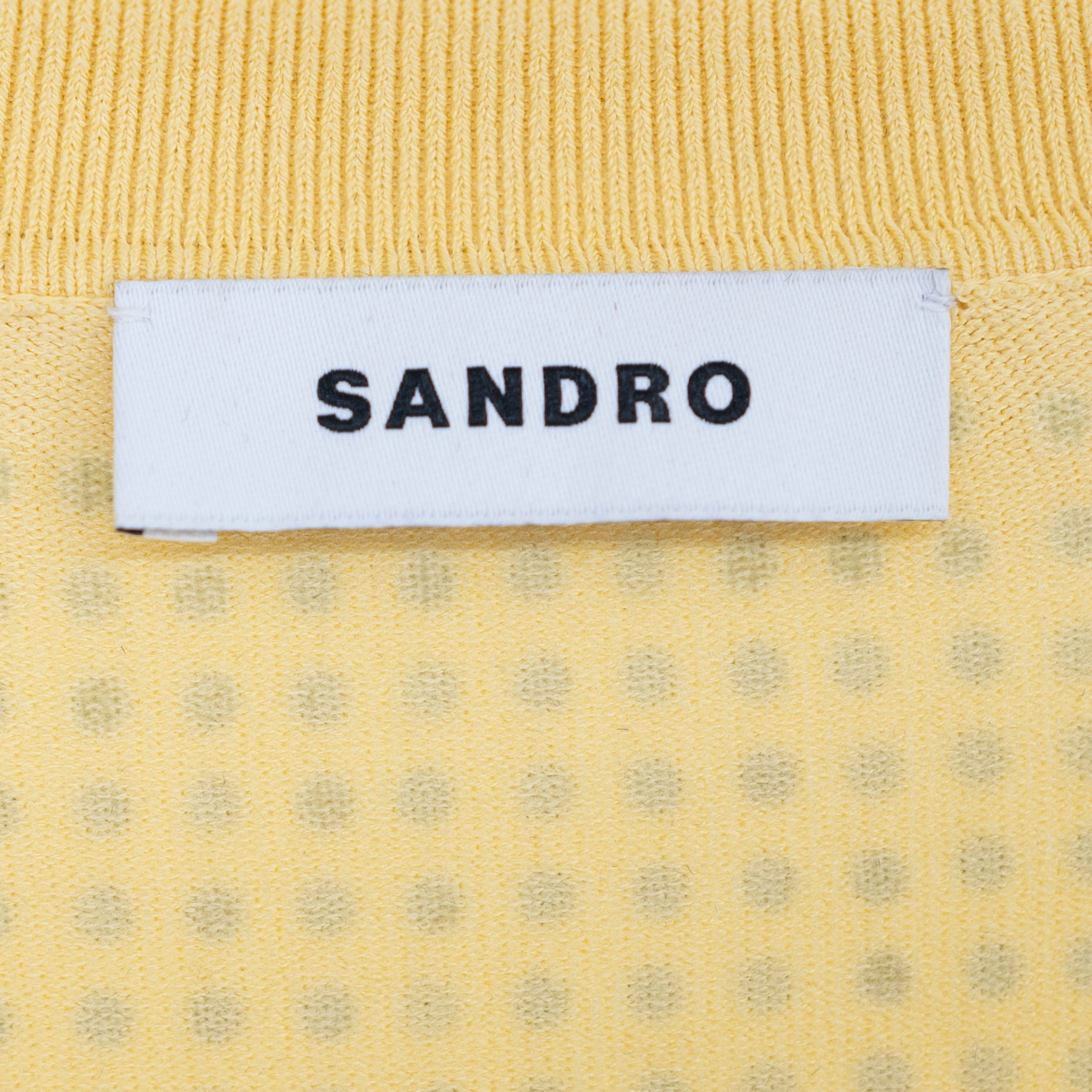 Sandro Women's Rhinestone Crystal Jewel Knit Polo Copped Sweater Yellow 0