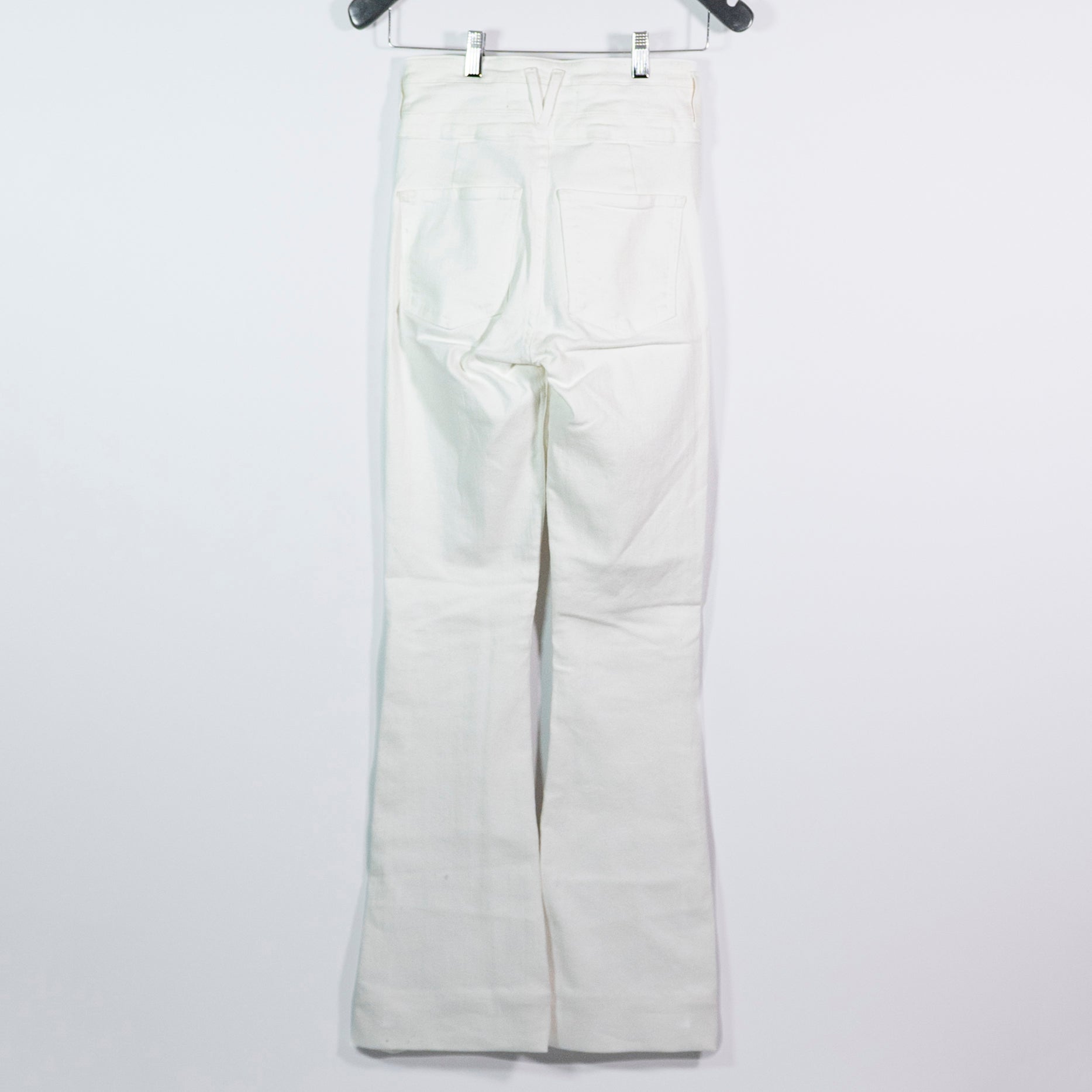 Veronica Beard Giselle Flare Cotton Stretch Extra High Rise Denim Jeans White 25