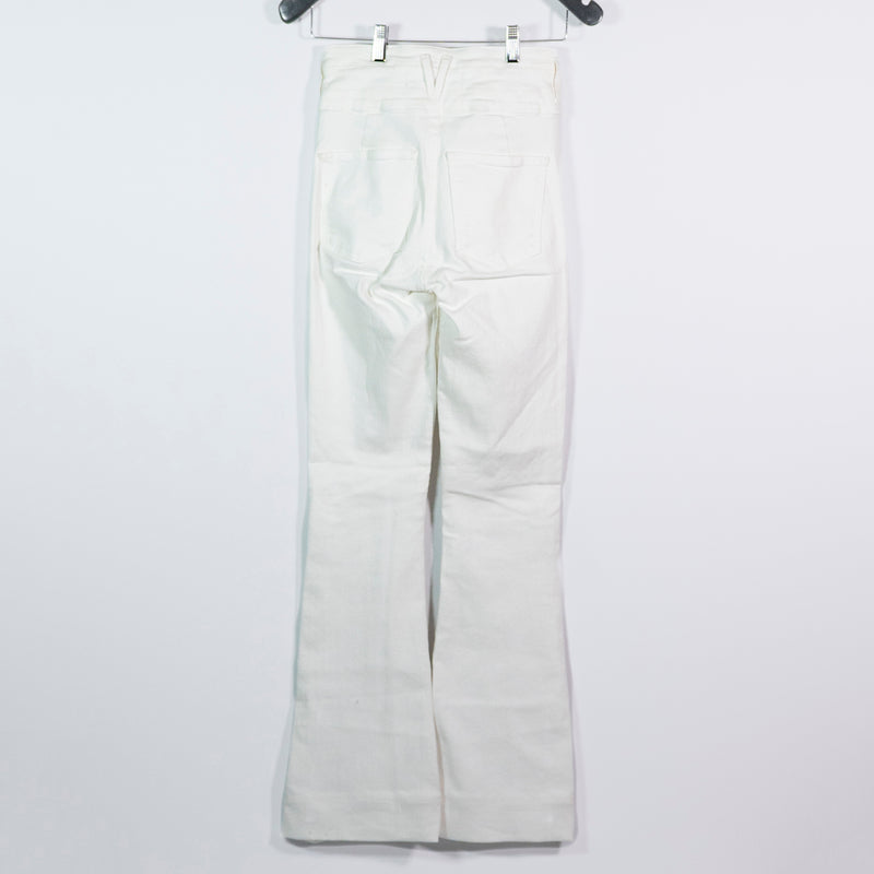 Veronica Beard Giselle Flare Cotton Stretch Extra High Rise Denim Jeans White 25