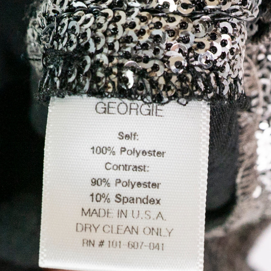 Georgie Sequin Glitter Sparkle Embellished Sleeveless Moto Vest Jacket Small