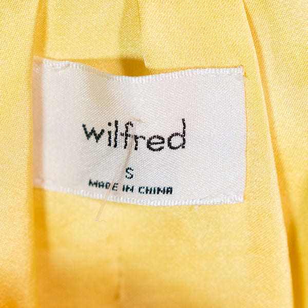 Wilfred Aritzia Sonnet Ruched Satin Scoop Neck Crop Top Camisole Tank Top Yellow