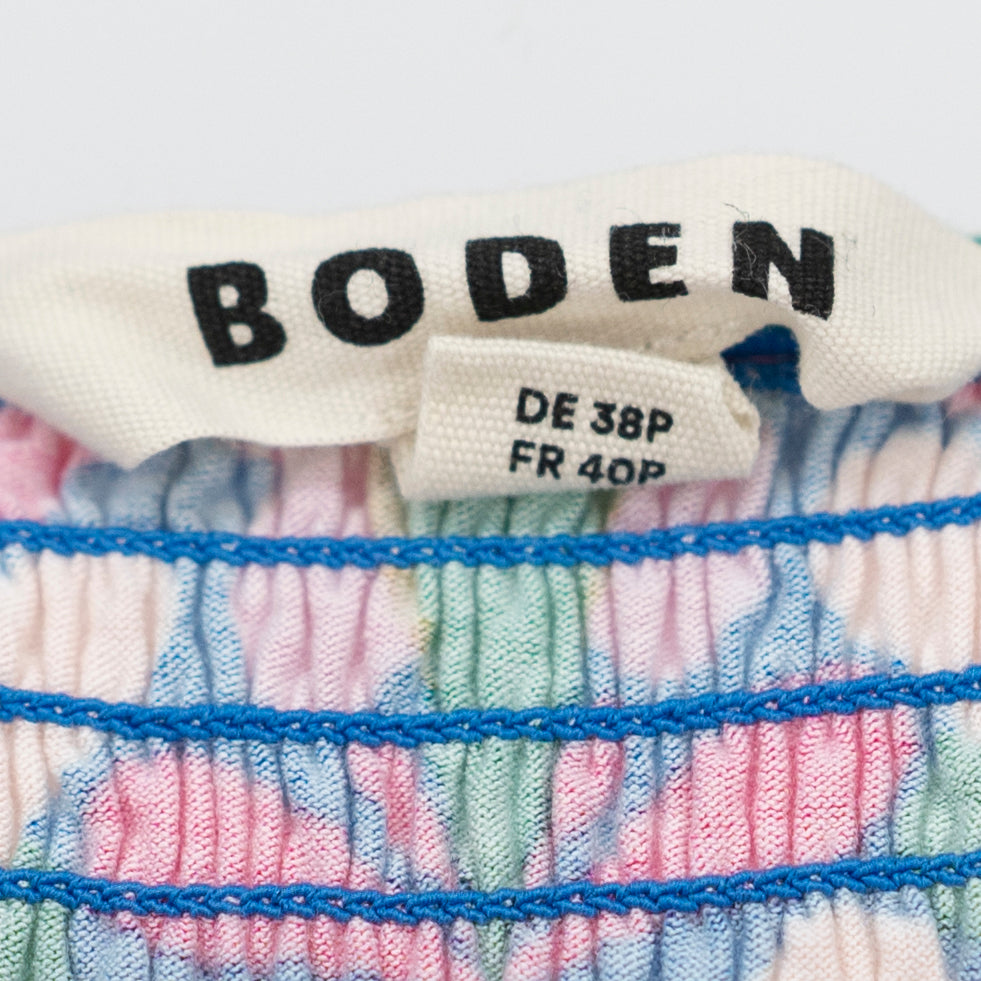 Boden Bethany Jersey Knit Stretch Smocked Abstract Floral Print Midi Dress 8