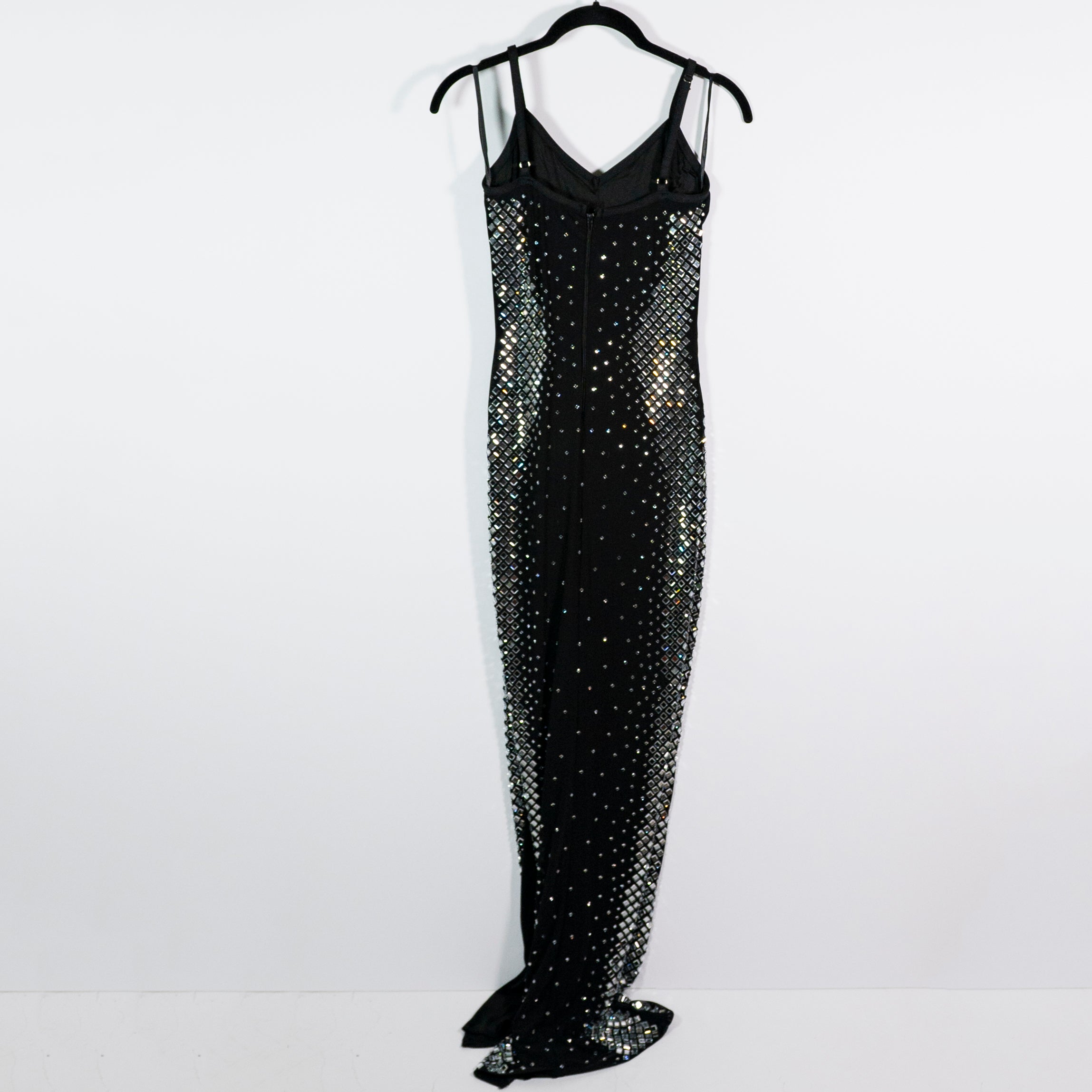 Akira Show Stopper Rhinestone Jewel Diamond Embellished Stretch Knit Midi Dress