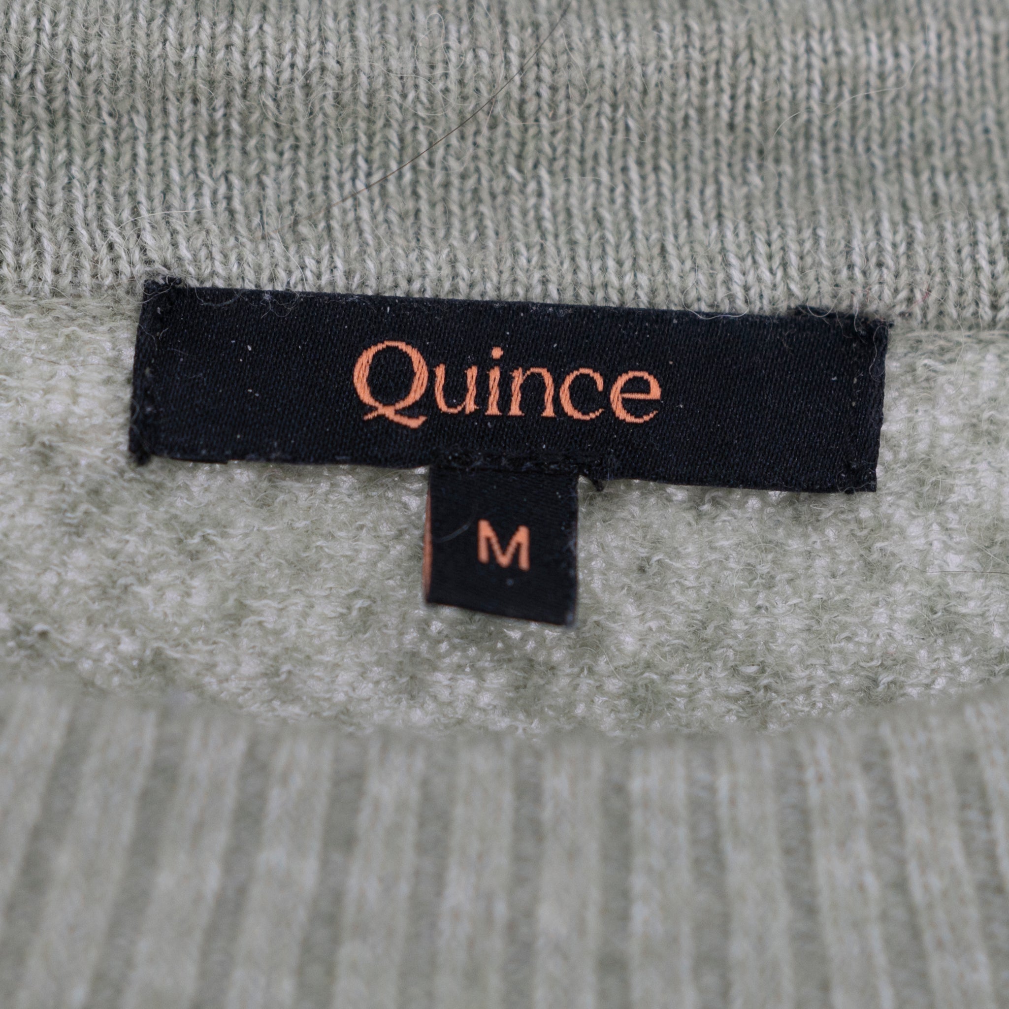 Quince Baby Alpaca Wool Diamond Stitch Knit Crew Neck Sweater Sage Green Medium