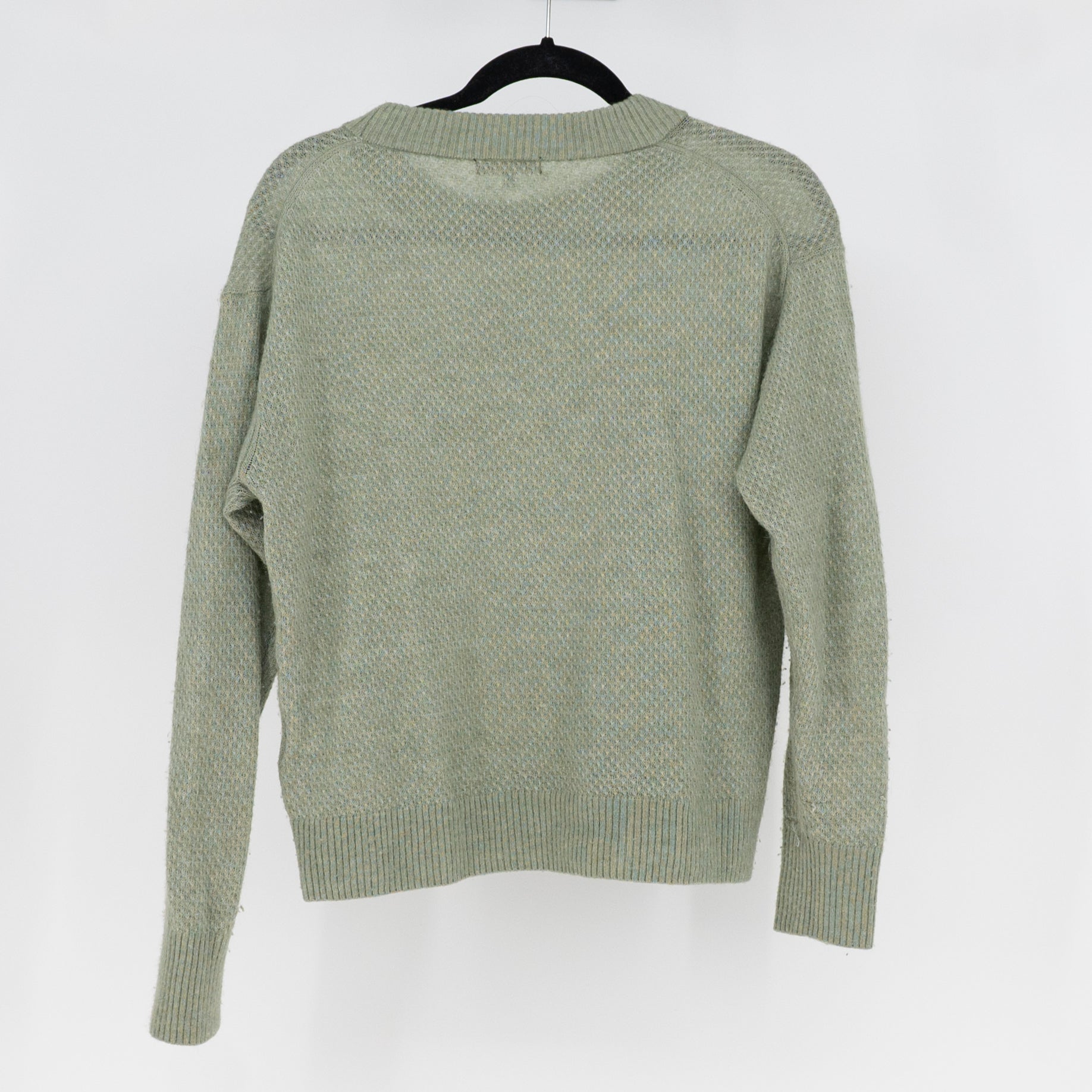 Quince Baby Alpaca Wool Diamond Stitch Knit Crew Neck Sweater Sage Green Medium