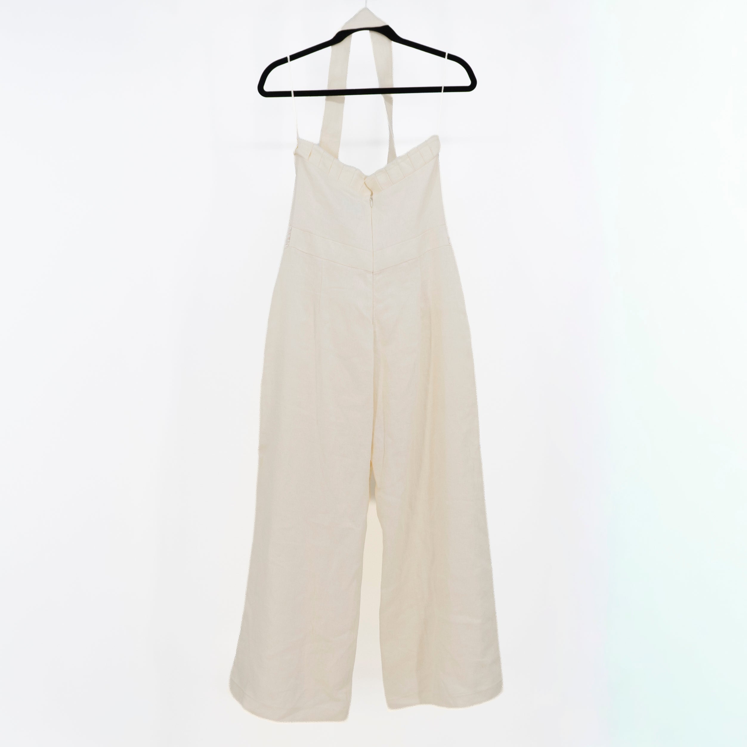 Alexis Eleri Linen Strapless Belted Full Length Jumpsuit Jumper Ivory Medium