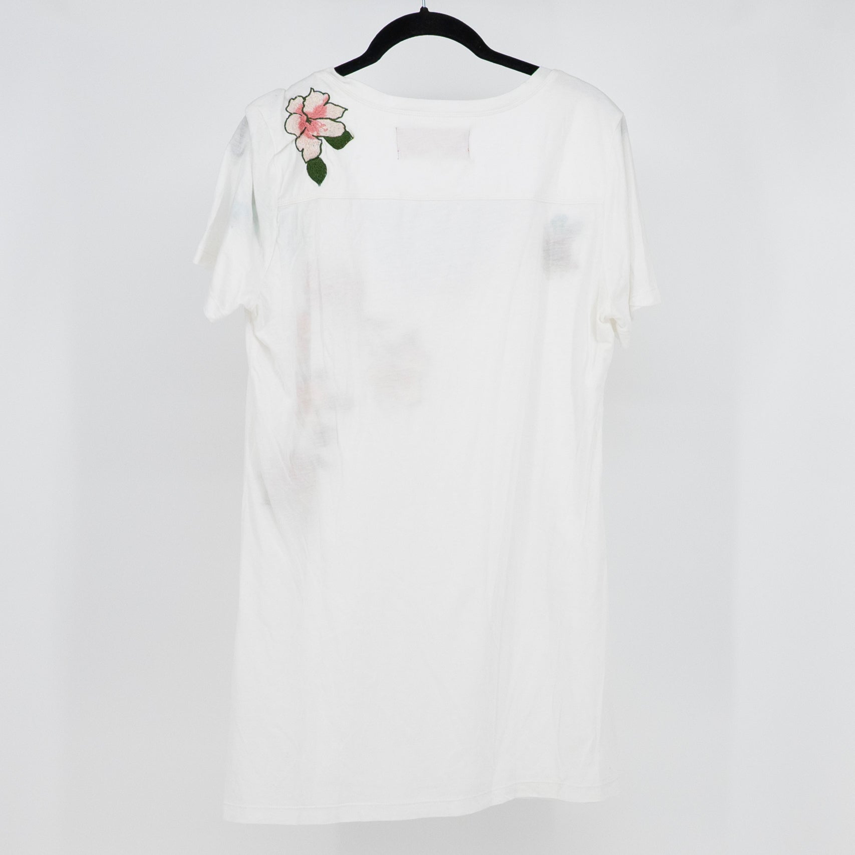 Johnny Was Cotton Modal Stretch Floral Embroidered V Neck Tee Shirt Top Large