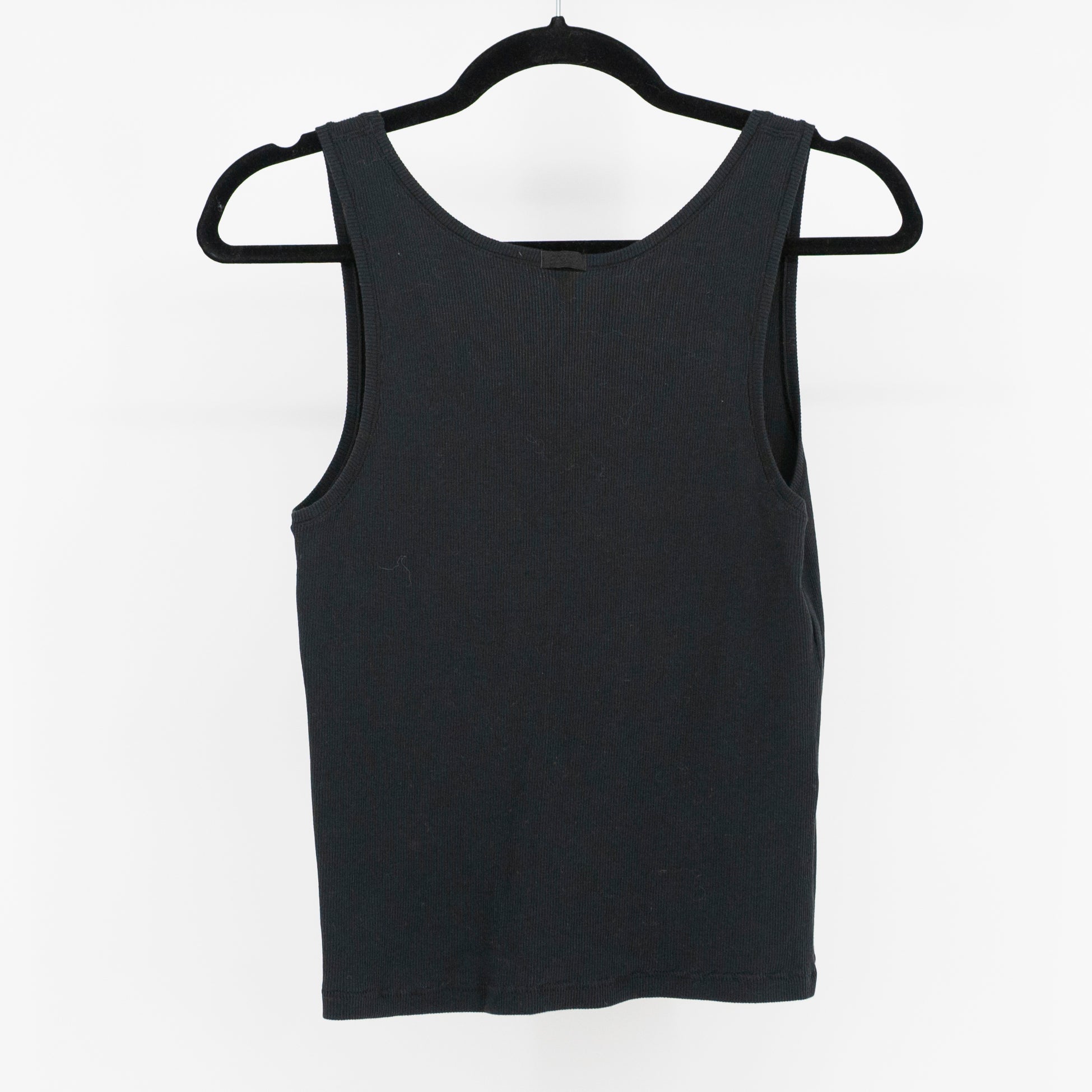 Skims Women's Cotton Stretch Ribbed Knit Scoop Neck Sleeveless Tank Top Black XL