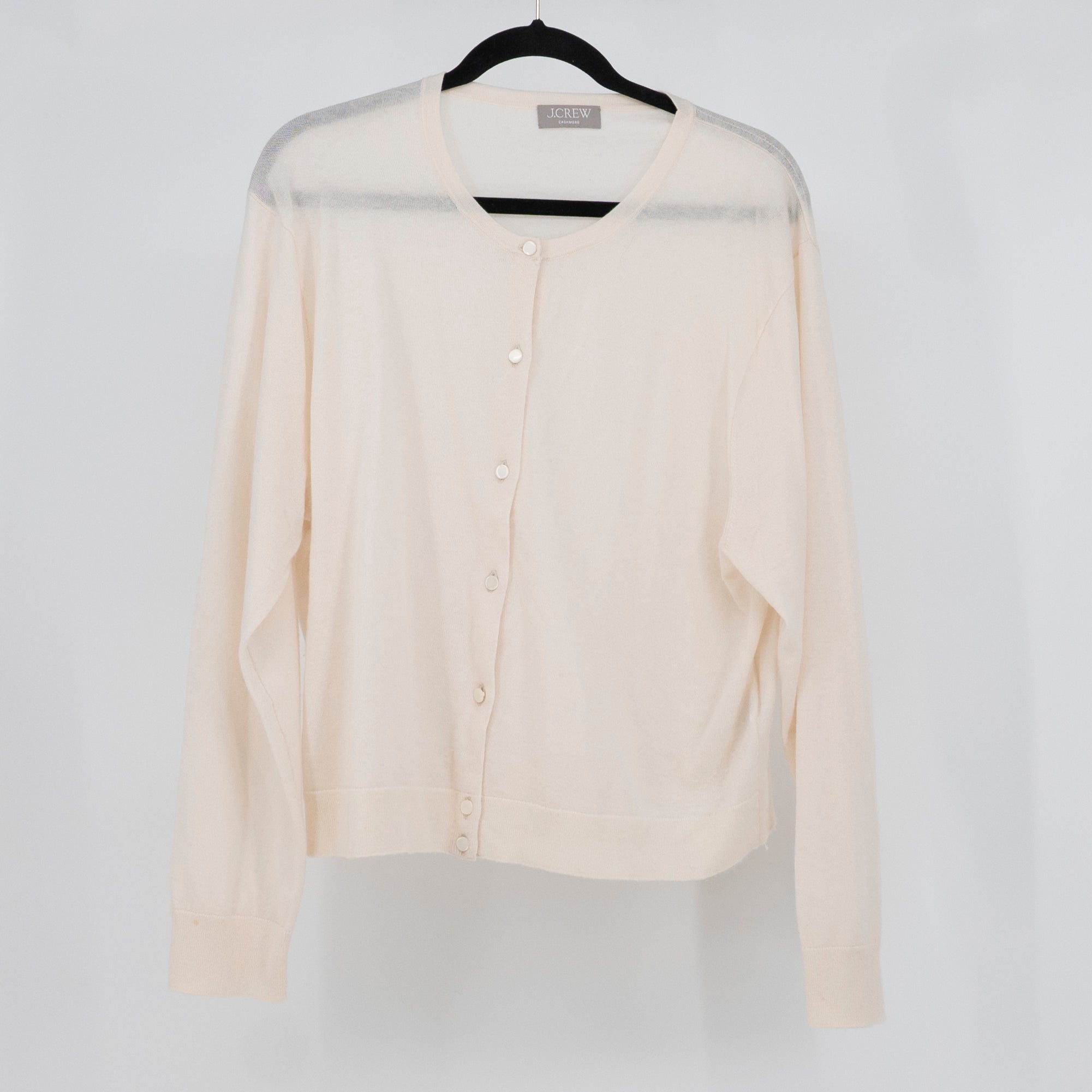 J. Crew Women's Featherweight Cashmere Knit Cardigan Sweater Snow Ivory XL
