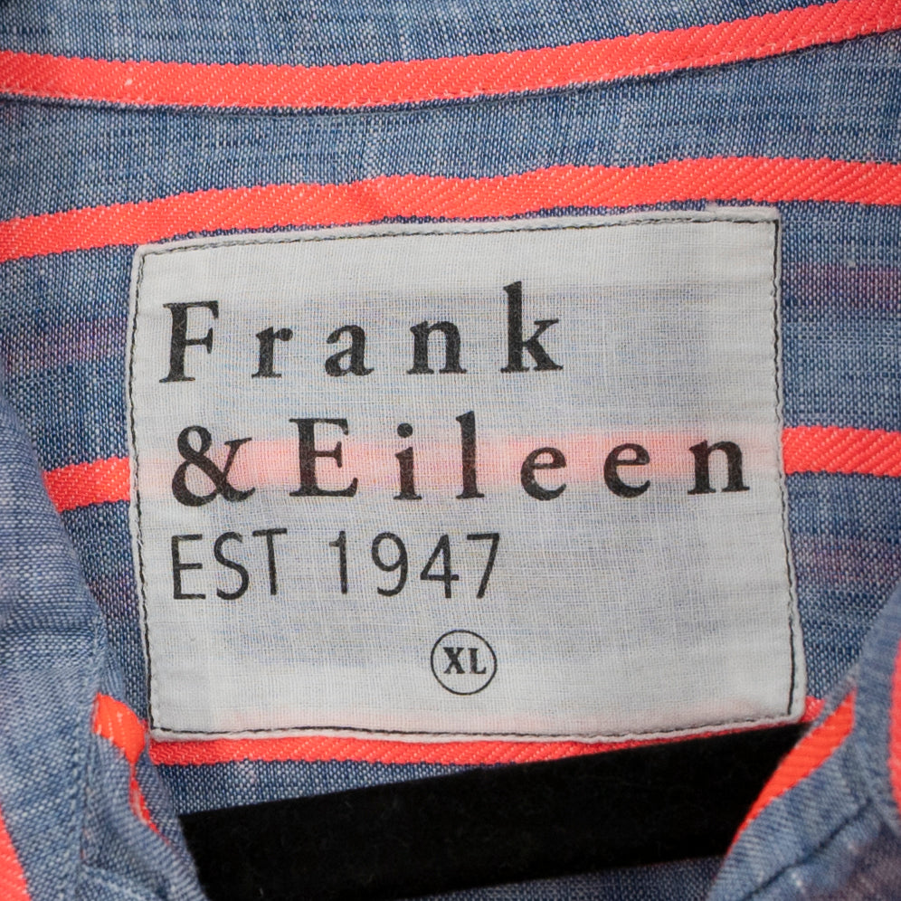 Frank & Eileen Men's Finbar Linen Blend Italy Button Down Shirt Neon Stripe XL