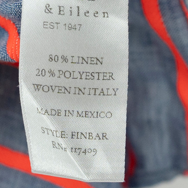 Frank & Eileen Men's Finbar Linen Blend Italy Button Down Shirt Neon Stripe XL
