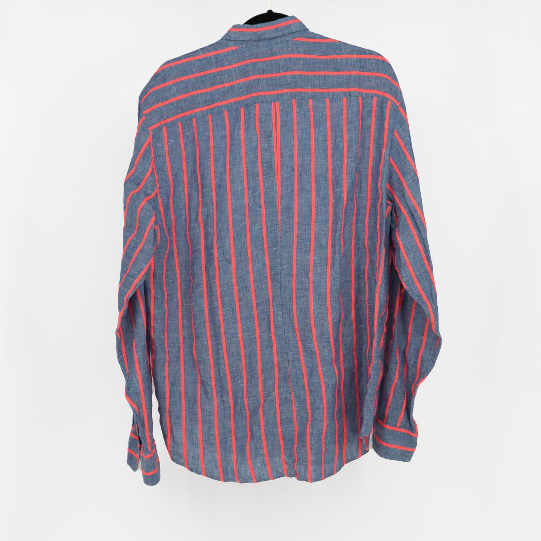 Frank & Eileen Men's Finbar Linen Blend Italy Button Down Shirt Neon Stripe XL