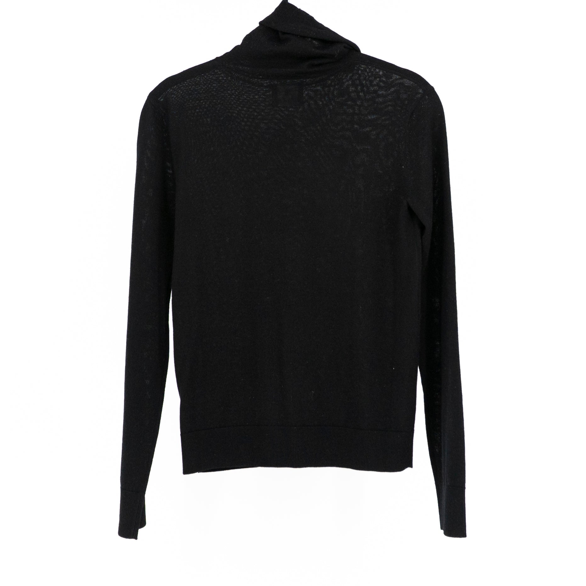 Anine Bing Ethan Wool Cashmere Lightweight Knit Stretch Turtleneck Sweater Black