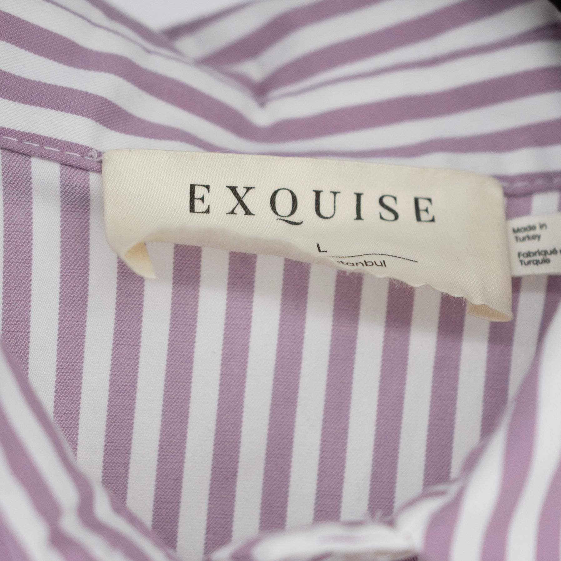 Exquise The Tobie Cotton Poplin Button Front Midi Shirt Dress Purple Stripe L