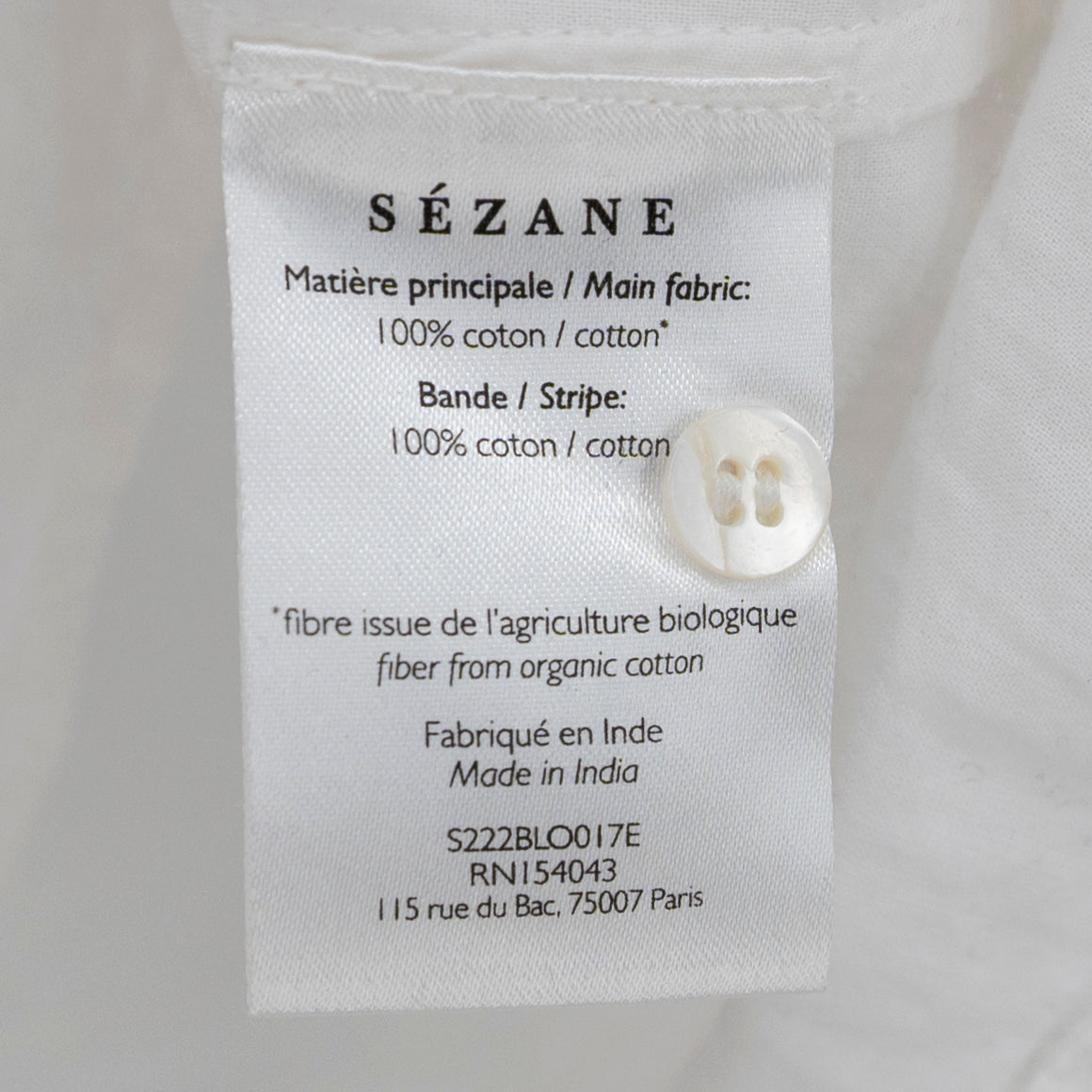 Sezane Cotton Eyelet Lace Mock Neck Long Sleeve Blouse White 46 / 14