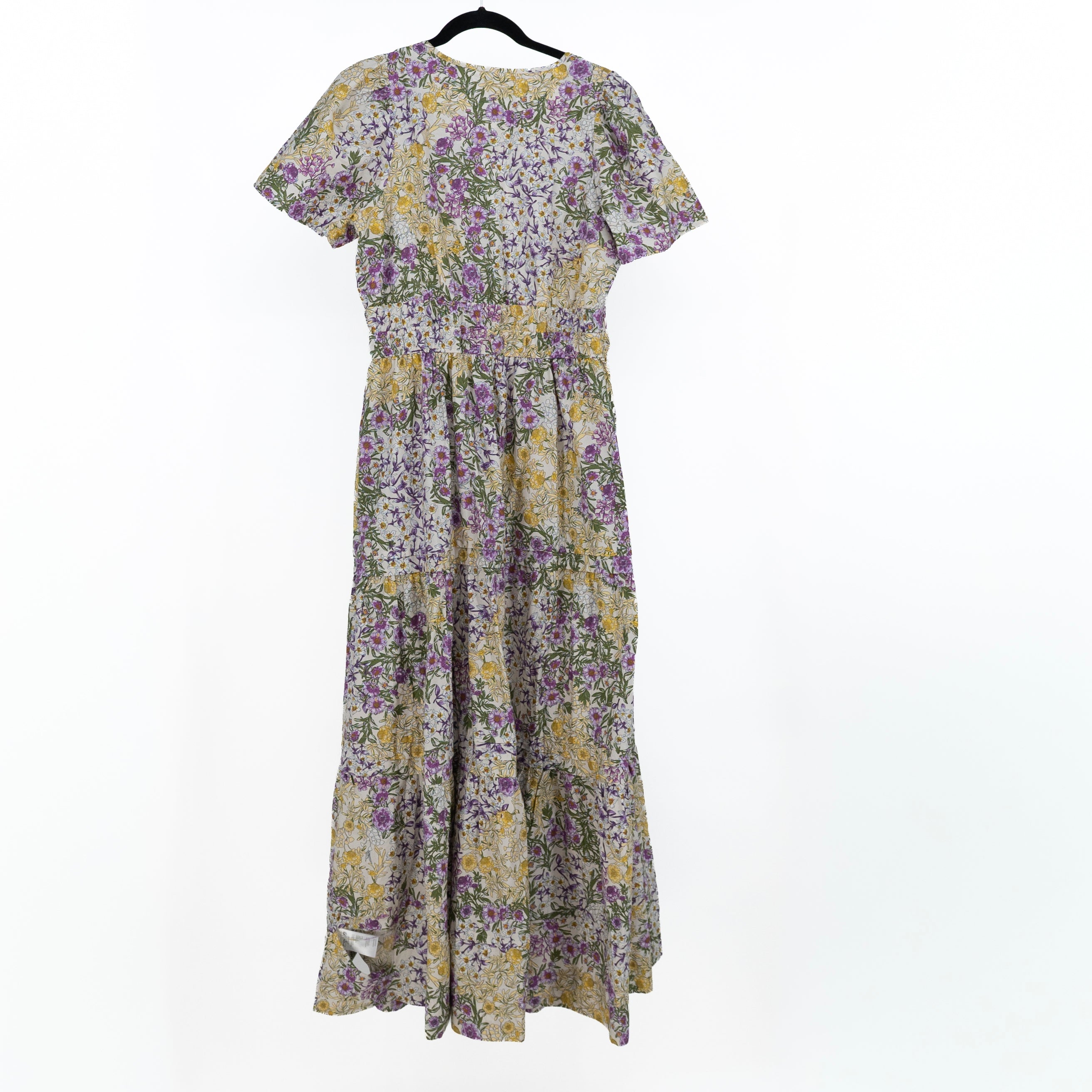 Anthropologie The Somerset Cotton Poplin V Neck Tiered Pullover Maxi Dress Print