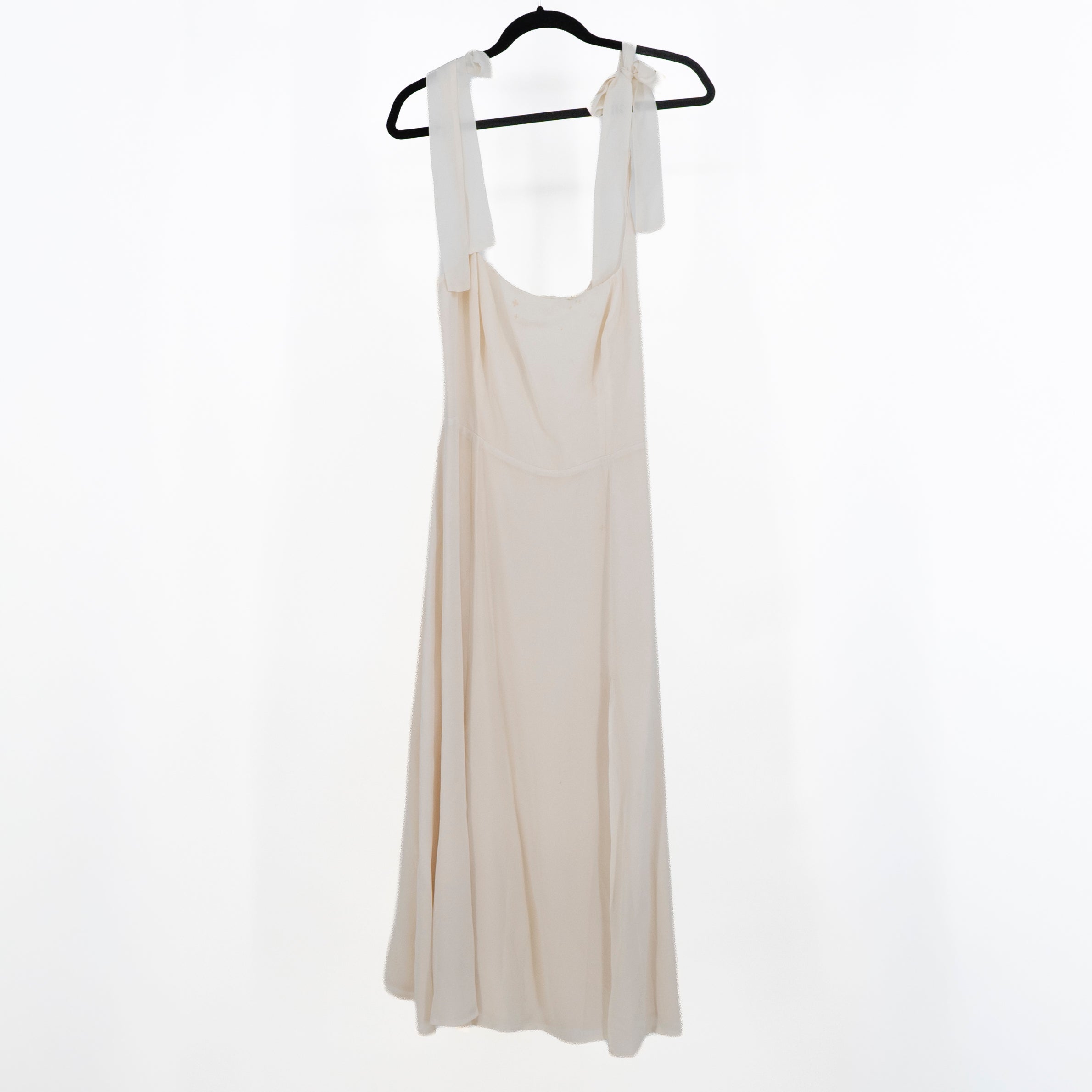Reformation Twilight Tie Shoulder Square Neck Smocked Chiffon Midi Dress Ivory 8