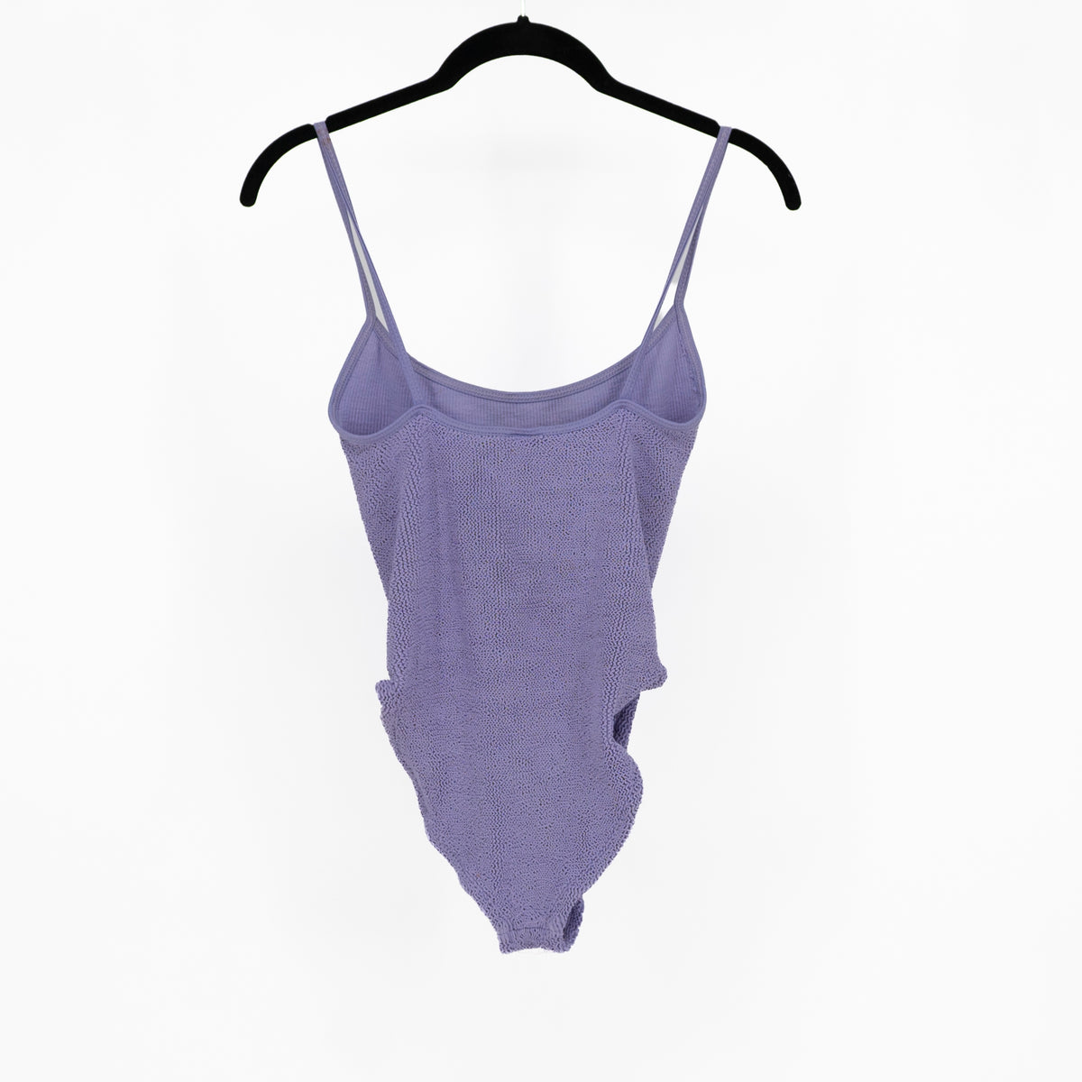 Hunza G Pamela One Piece Ribbed Knit Stretch One Piece Swim Bathing Suit Lilac