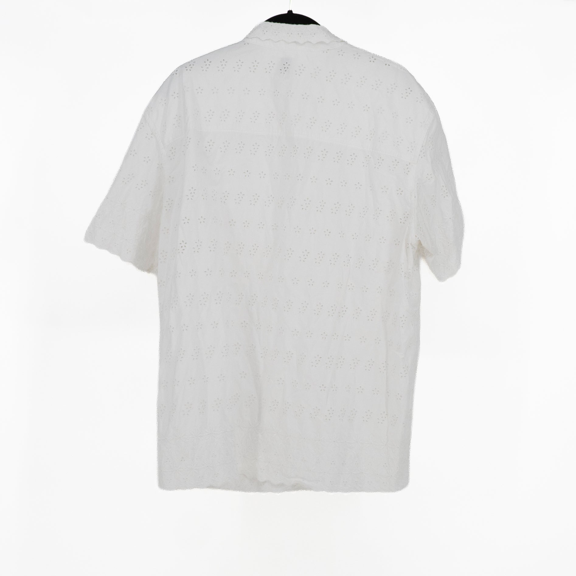 Gap x Doen Cotton Eyelet Lace Collared Button Down Blouse Shirt White Large