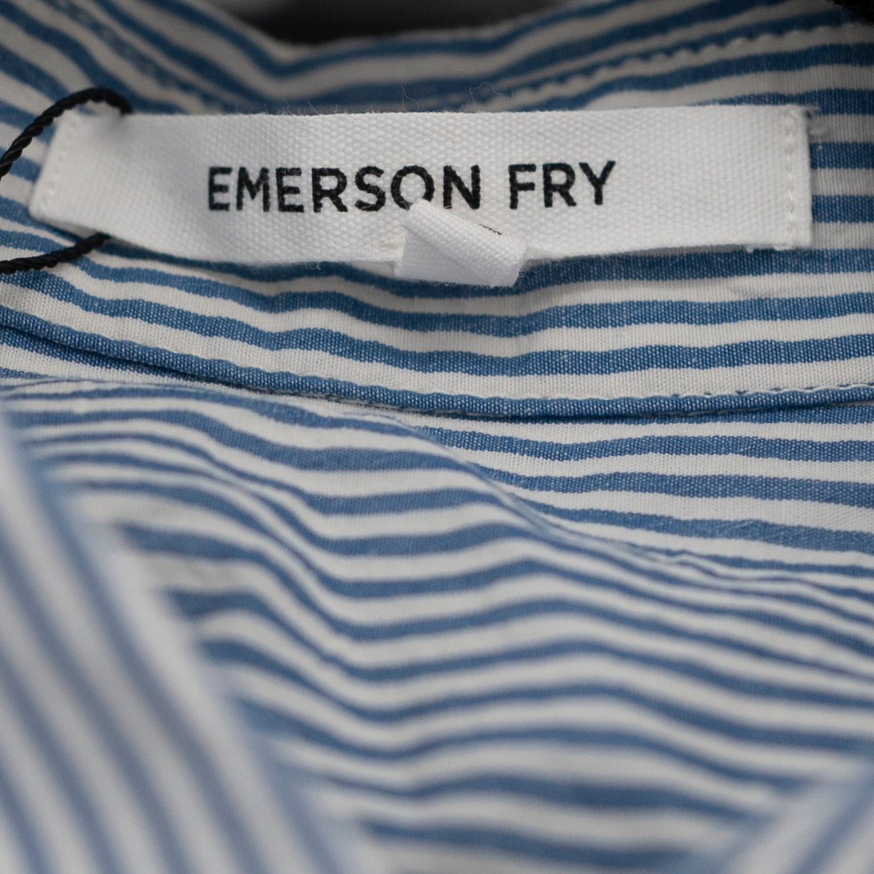 Emerson Fry Button Down Cotton Linen T-Shirt Mini Dress Cape Blue Stripe XL