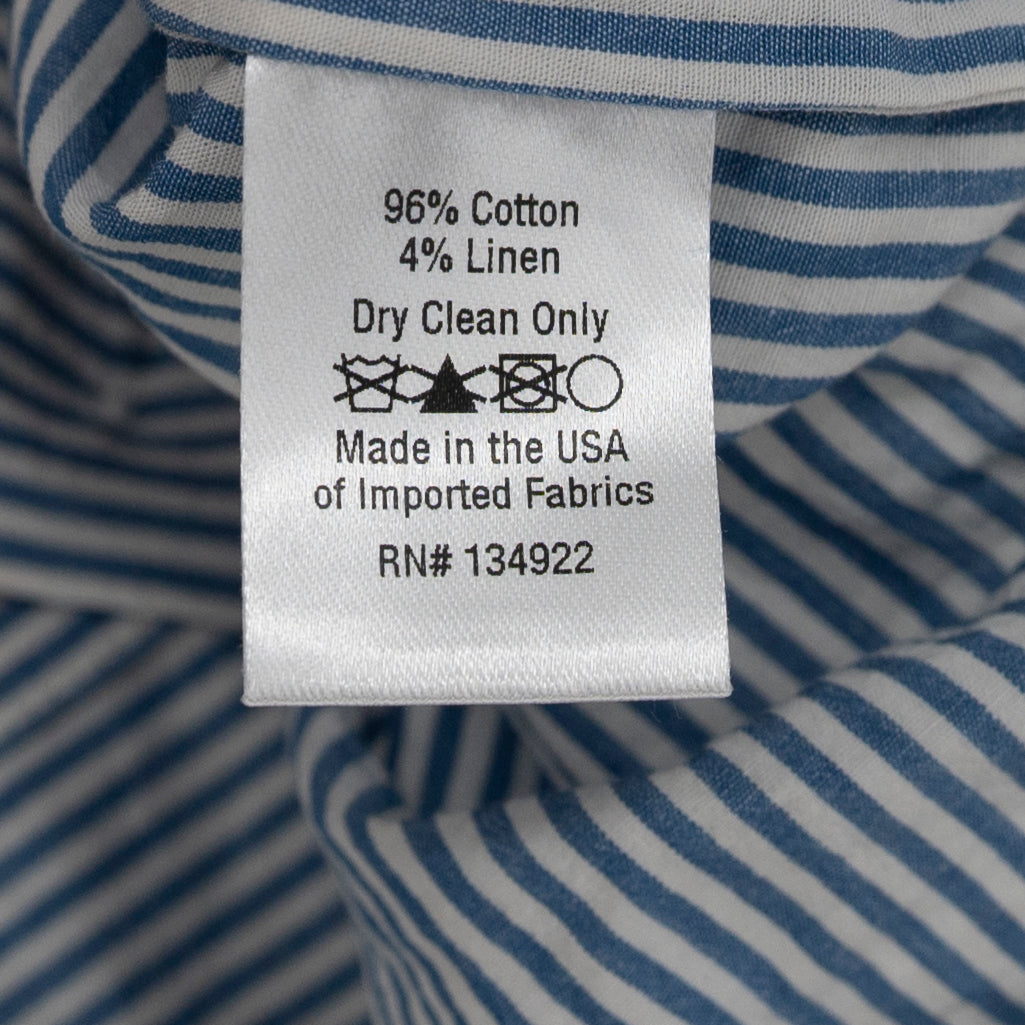 Emerson Fry Button Down Cotton Linen T-Shirt Mini Dress Cape Blue Stripe XL