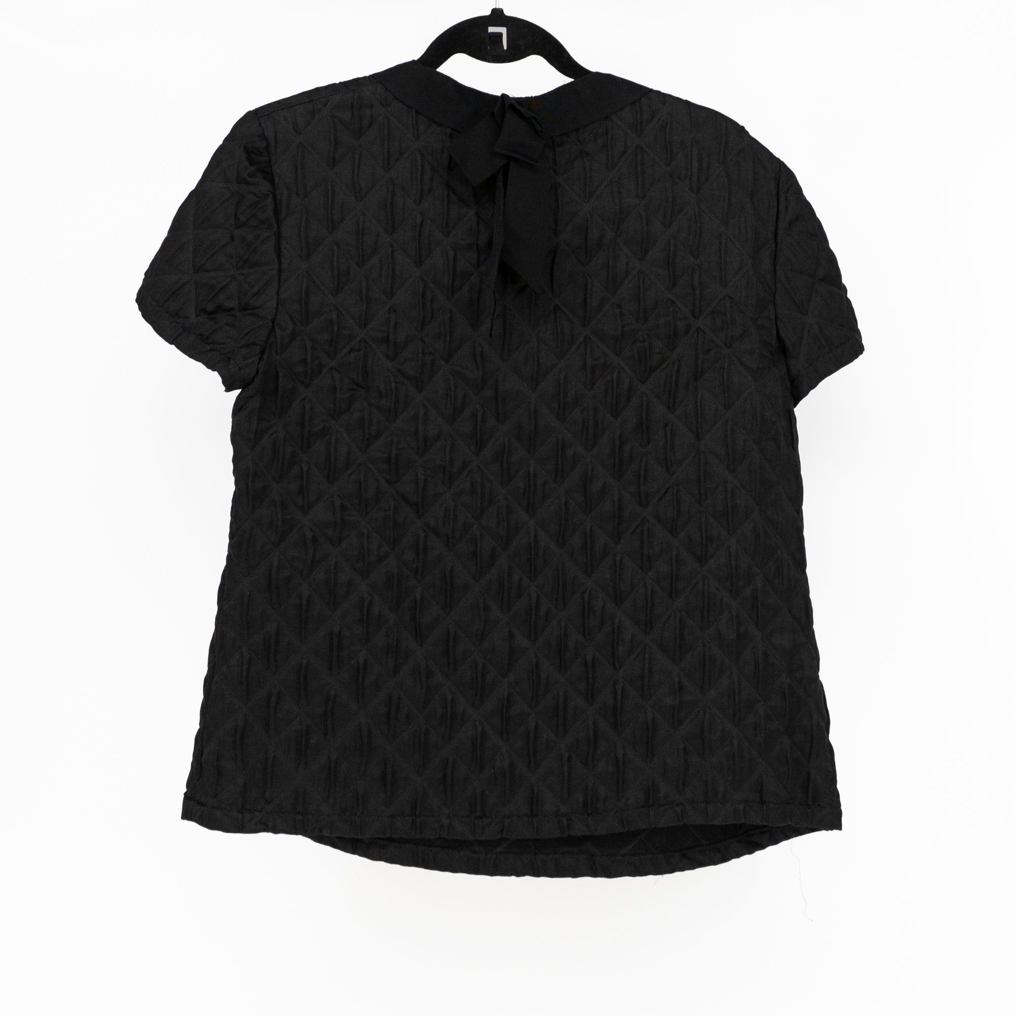 Lanvin Women's Silk Blend Crystal Jewel Diamond Embellished Blouse Black Large