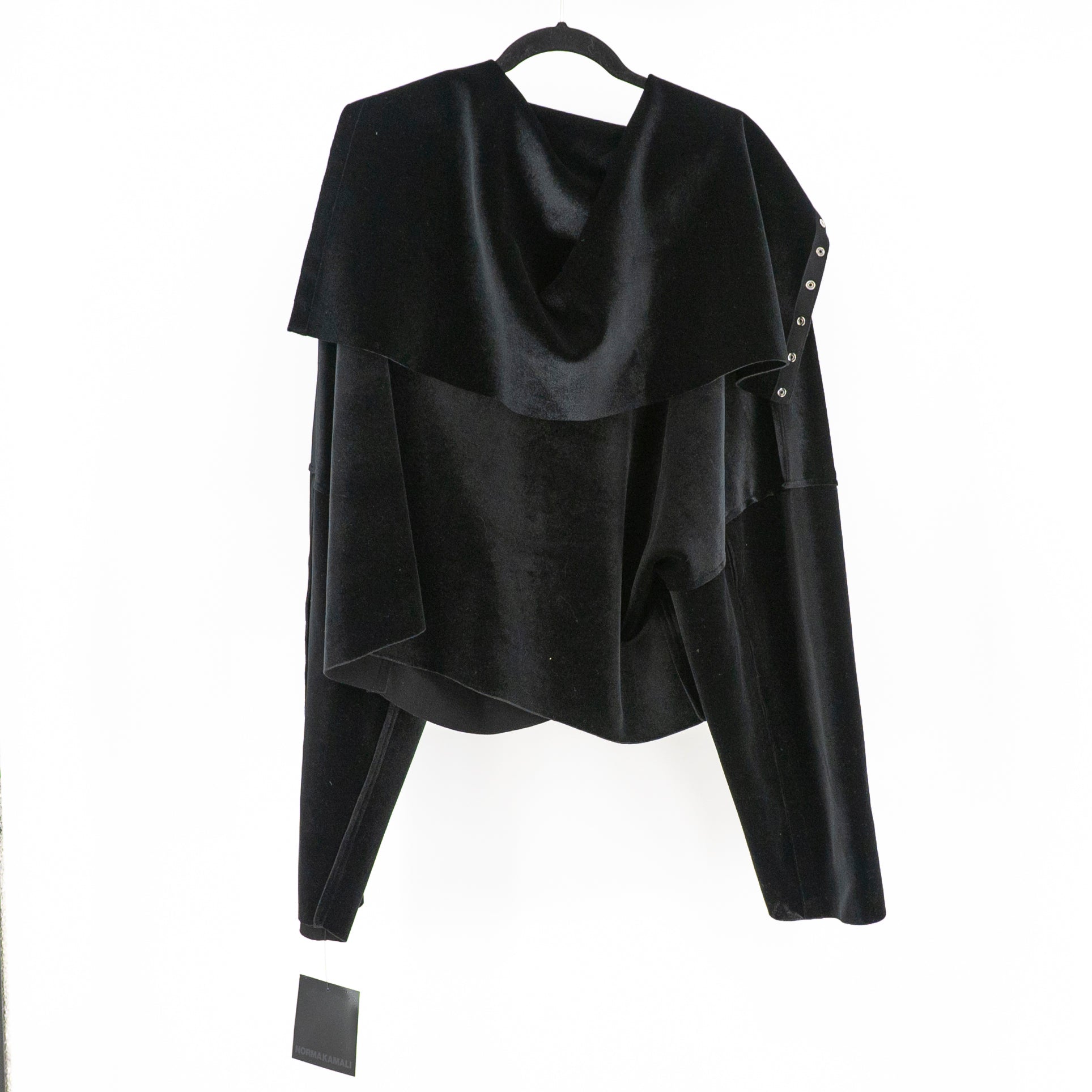NEW Norma Kamali Oversized Side Snap Velvet Velour Jacket Black Medium