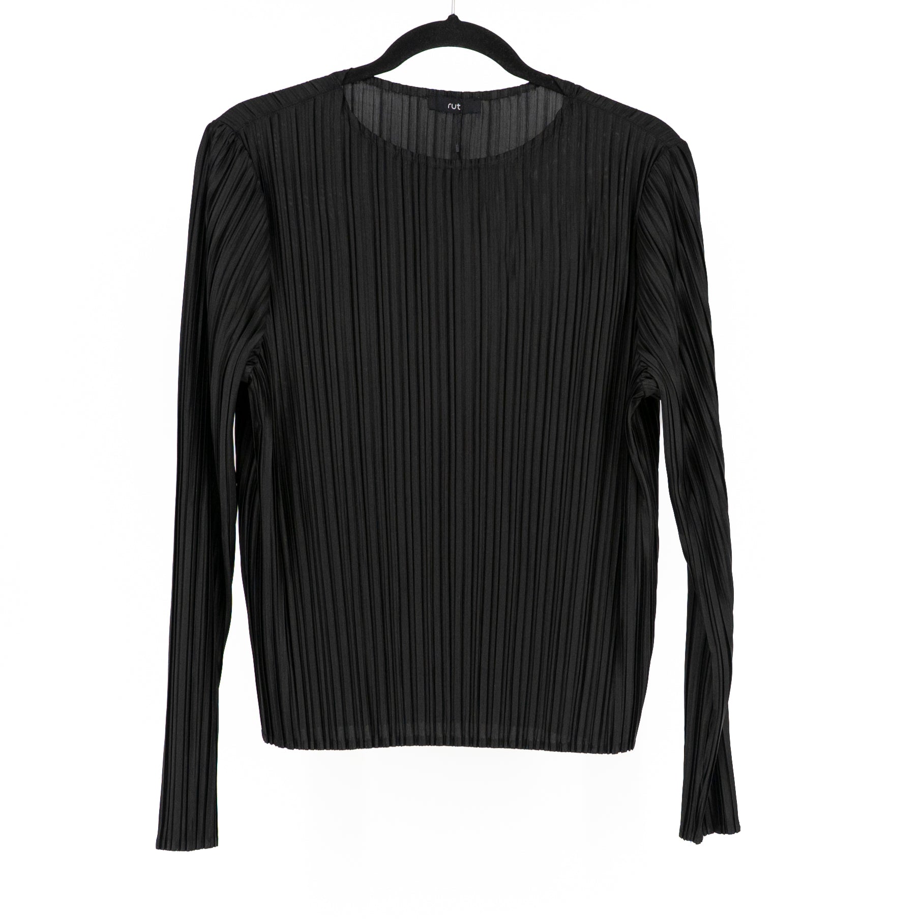 NEW Ruti Relaxed Pleated Long Sleeve Lightweight Blouse Shirt Top Black Medium