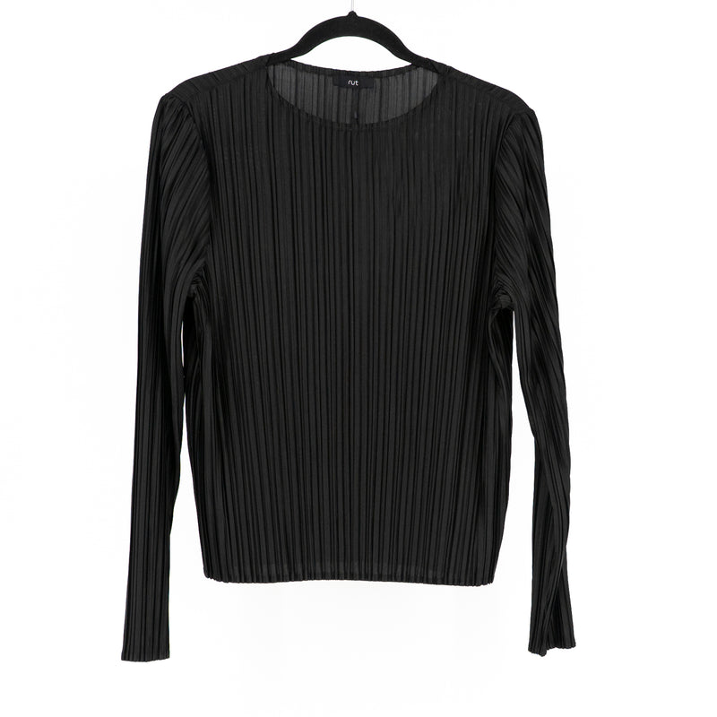 NEW Ruti Relaxed Pleated Long Sleeve Lightweight Blouse Shirt Top Black Medium