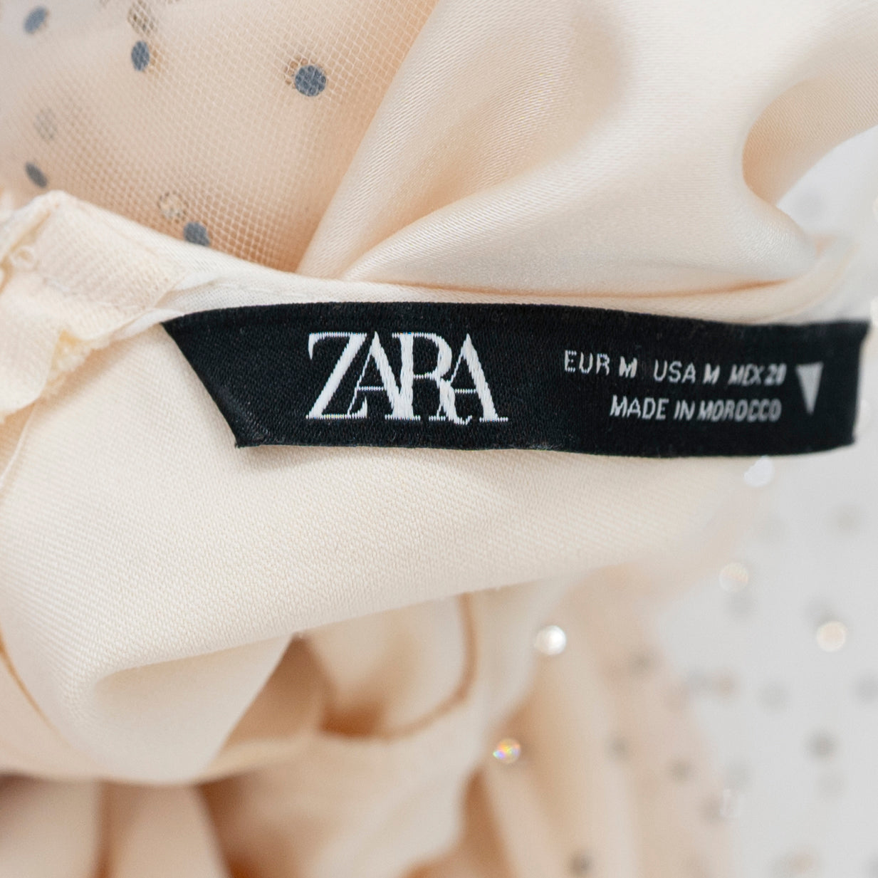 Zara Rhinestone Crystal Jewel Diamond Sheer Tulle Mesh Mini Dress Ivory Medium
