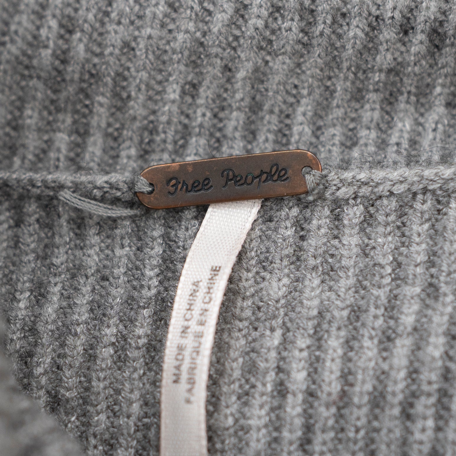 Free People Women's Ribbed Knit Turtleneck Pullover Long Sleeve Sweater Gray XS