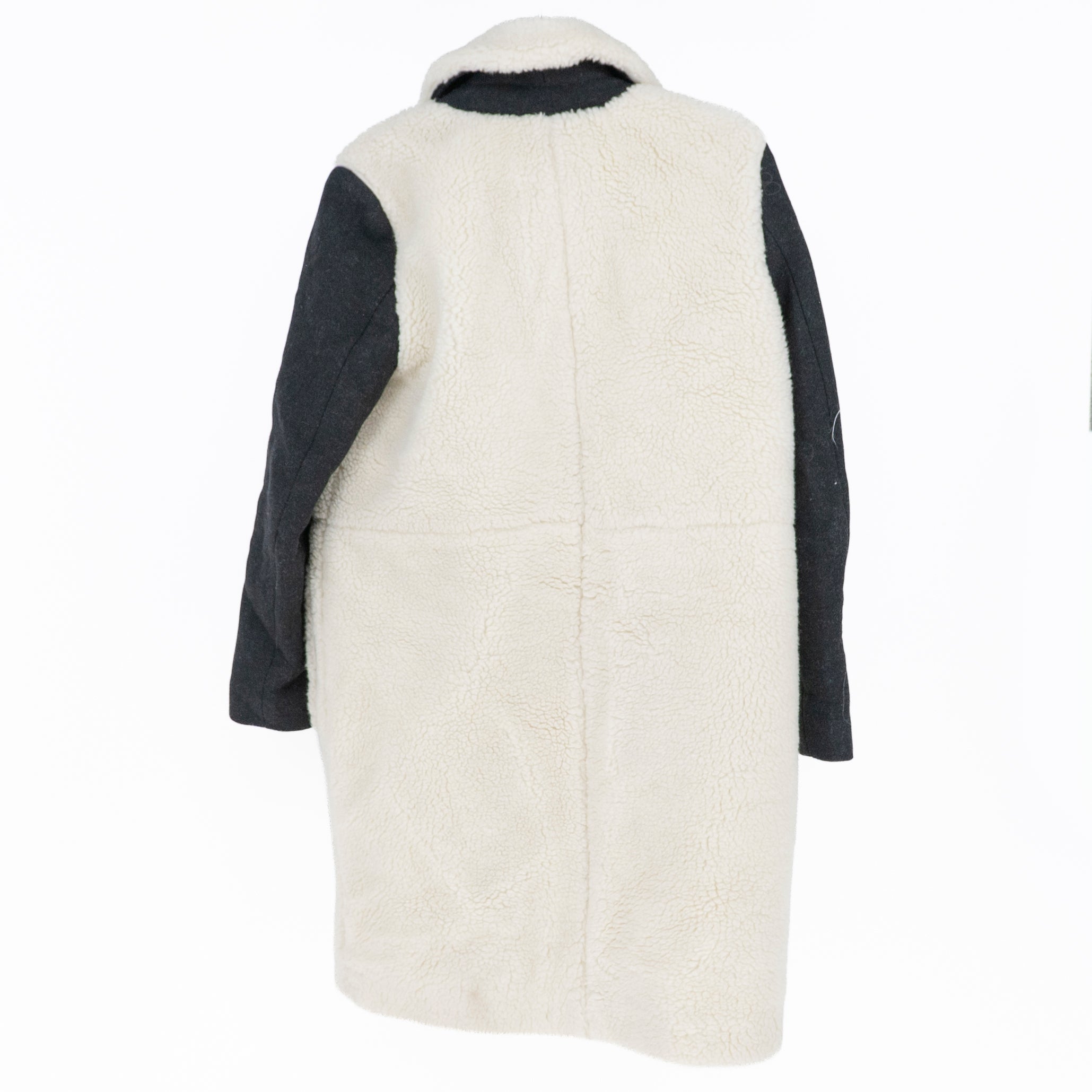 Madewell McClancy Sherpa Teddy Snap Front Button Coat Jacket Ivory Natural Small