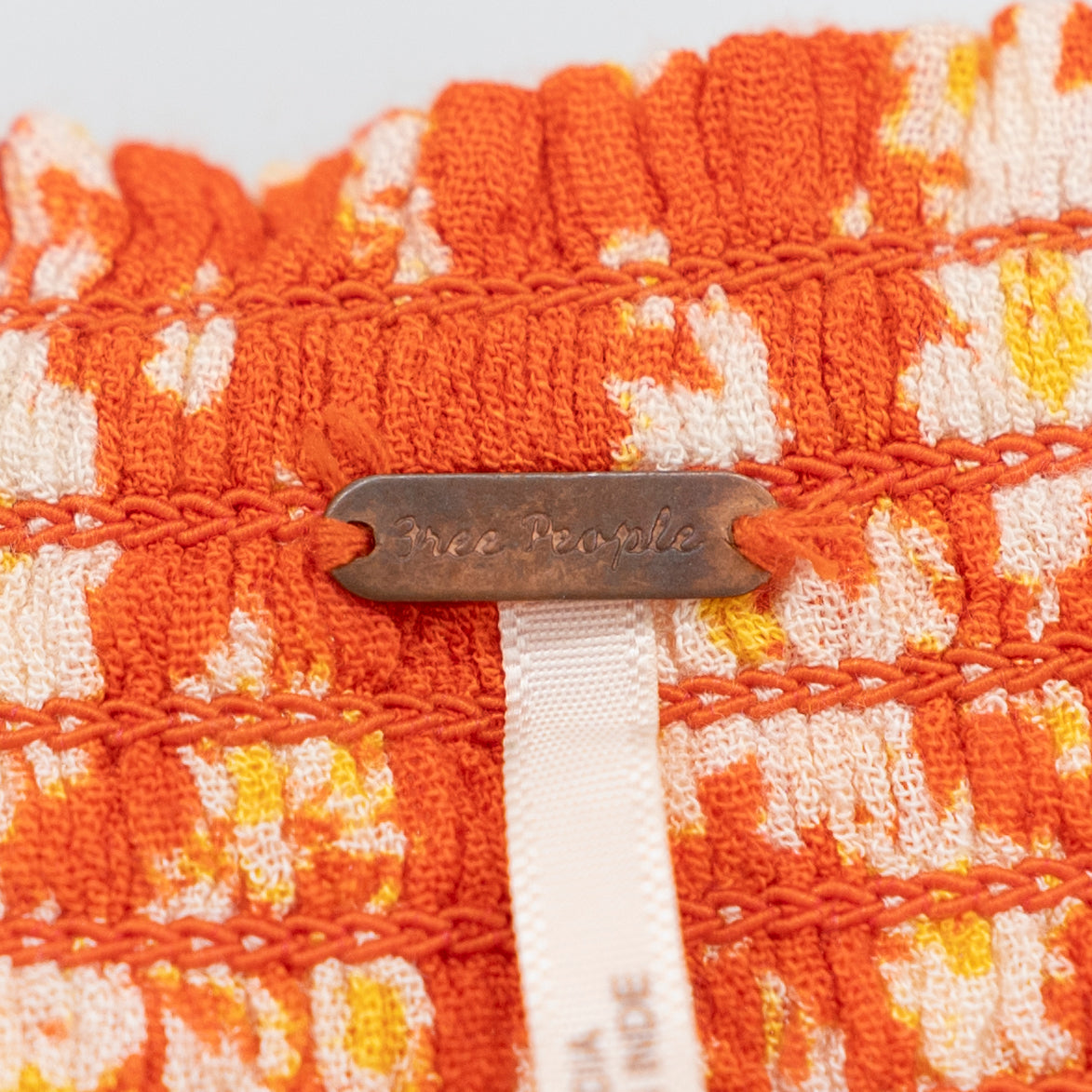 Free People Coast To Coast Convertible Smocked Tunic Dress Skirt Orange Printed