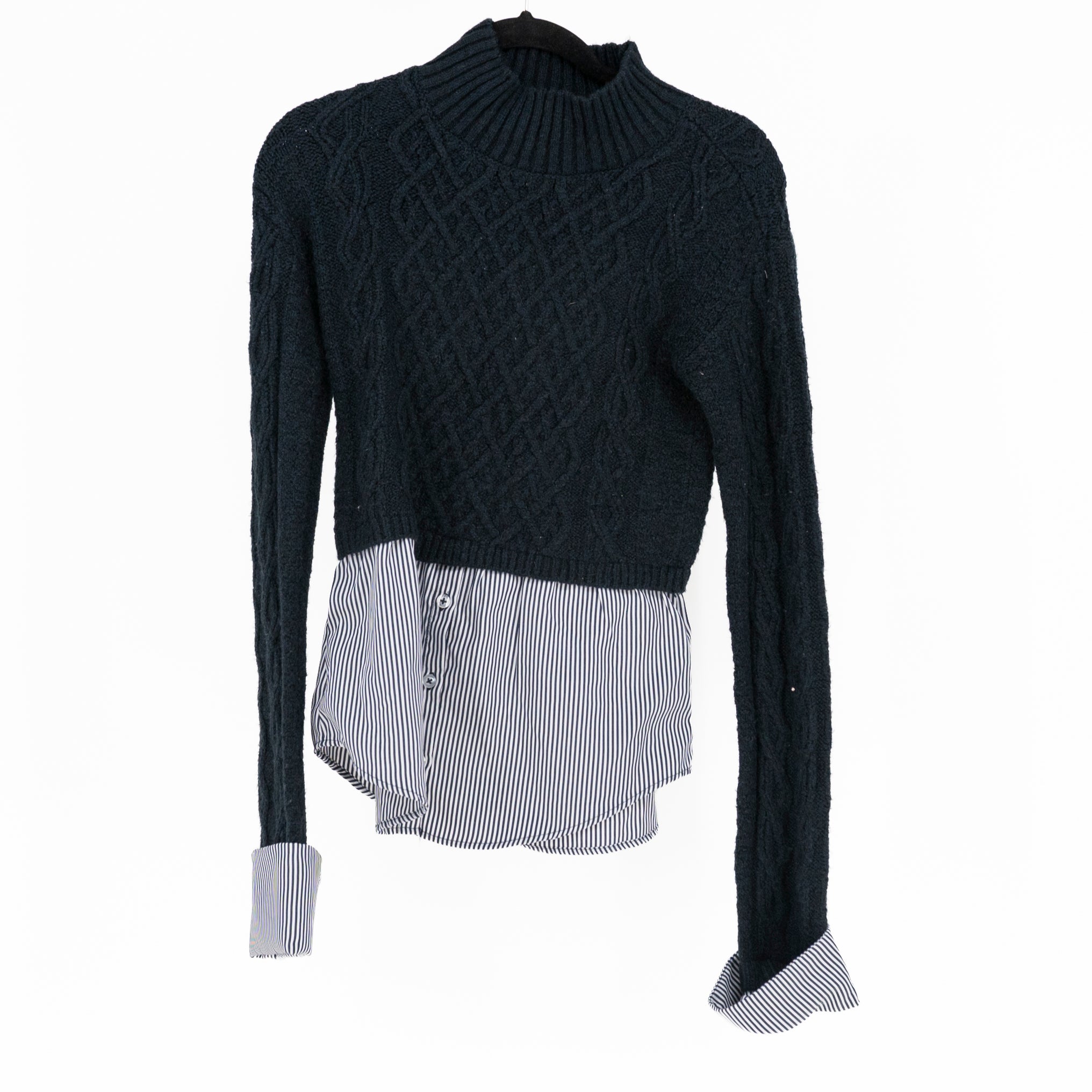 NEW Maeve Anthropologie Cable Knit Cotton Blend Layered Pullover Sweater Blue XS